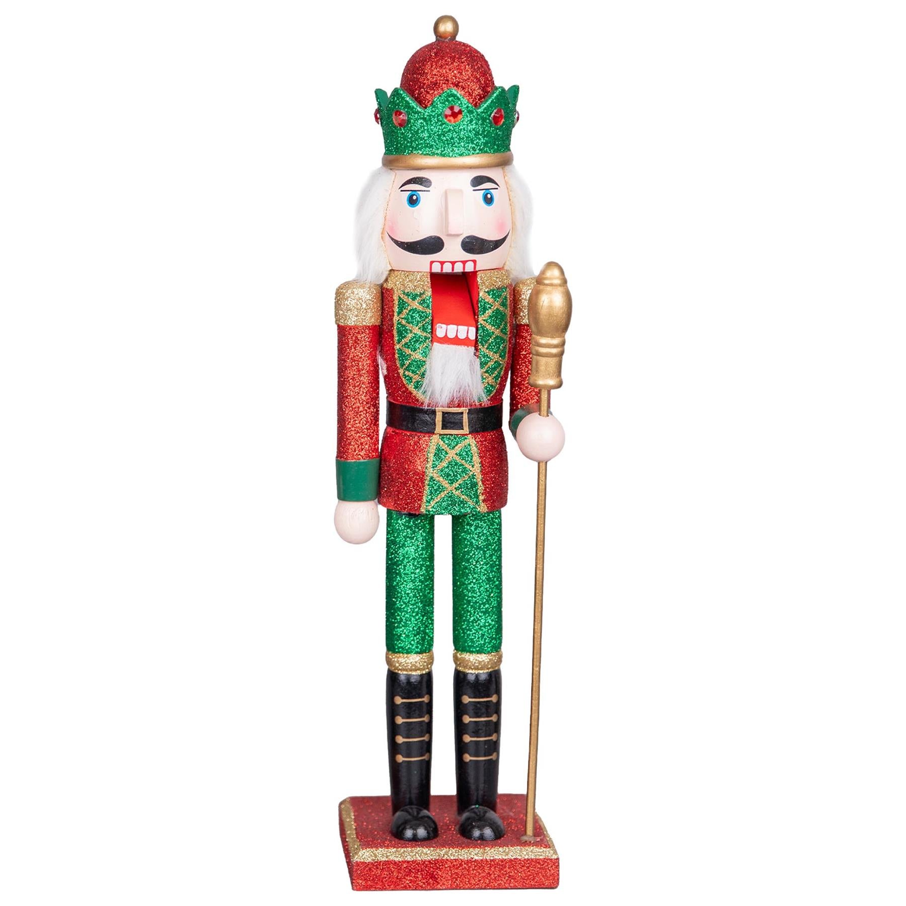 Wooden Nutcrackers Figures Photo Holders Christmas Ornament 2Pcs Set 38Cm