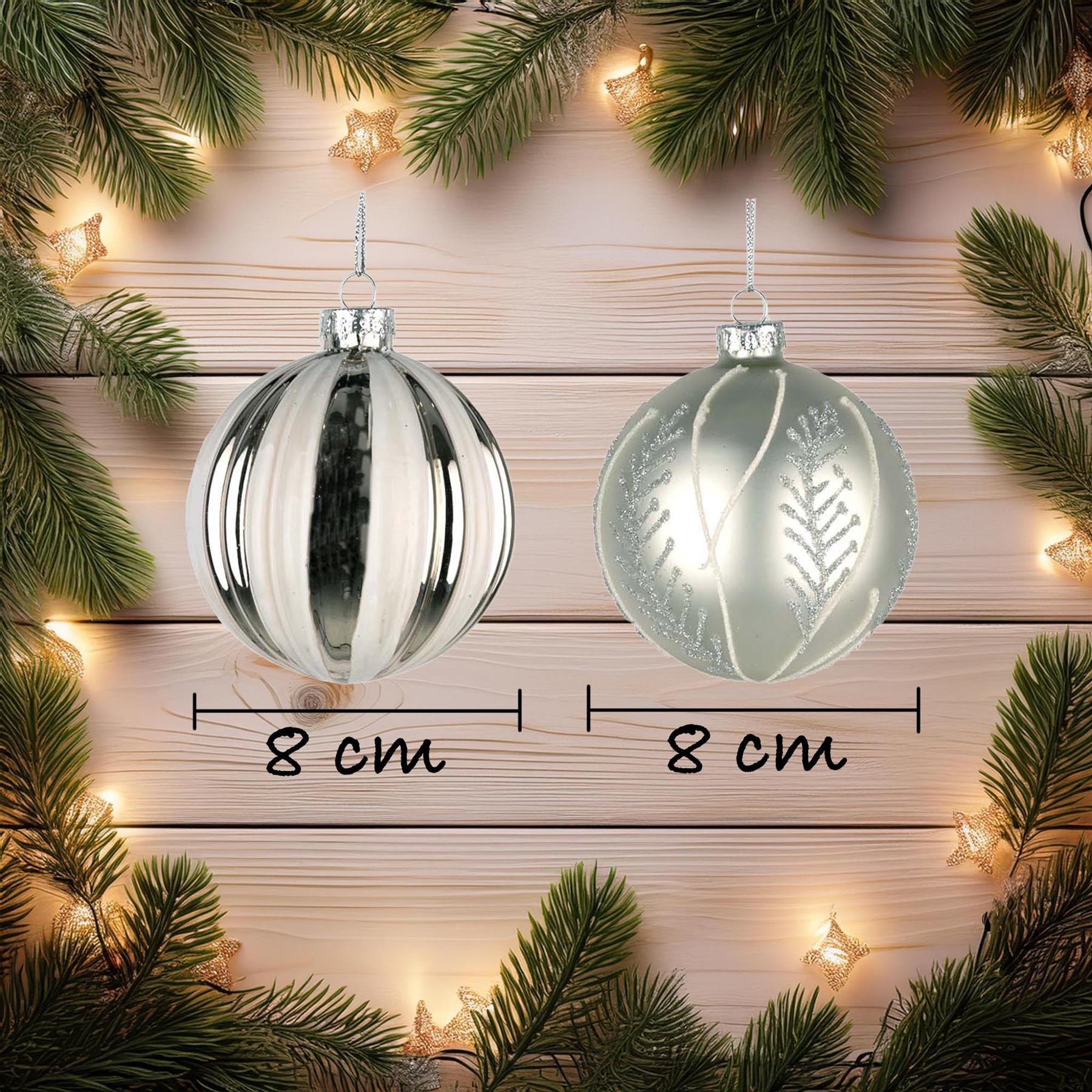 Glass Baubles 12Pcs Set - 4 Assorted Design 8Cm