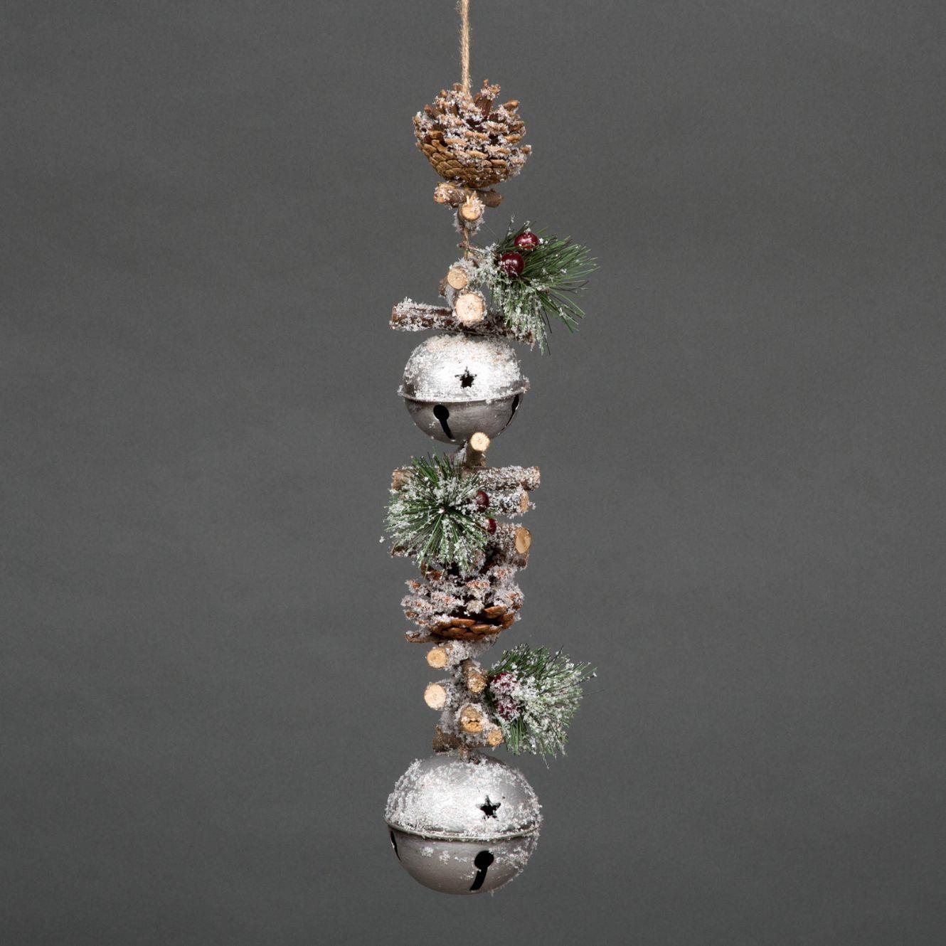50Cm Garland Hanging Decoration With Silver Double Bells