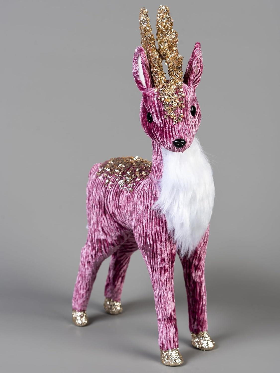 35Cm Burgundy Reindeer - Christmas Figurine