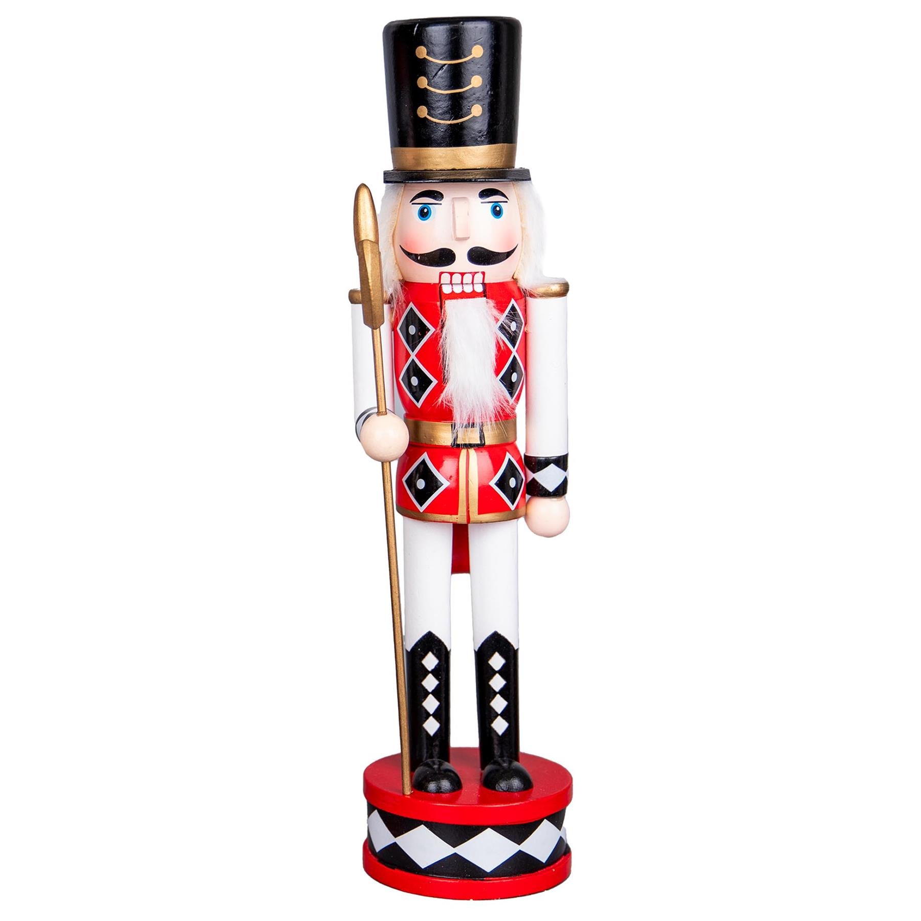 Wooden Nutcrackers Figures Christmas Ornament 3Pcs Set Red And Black 38Cm