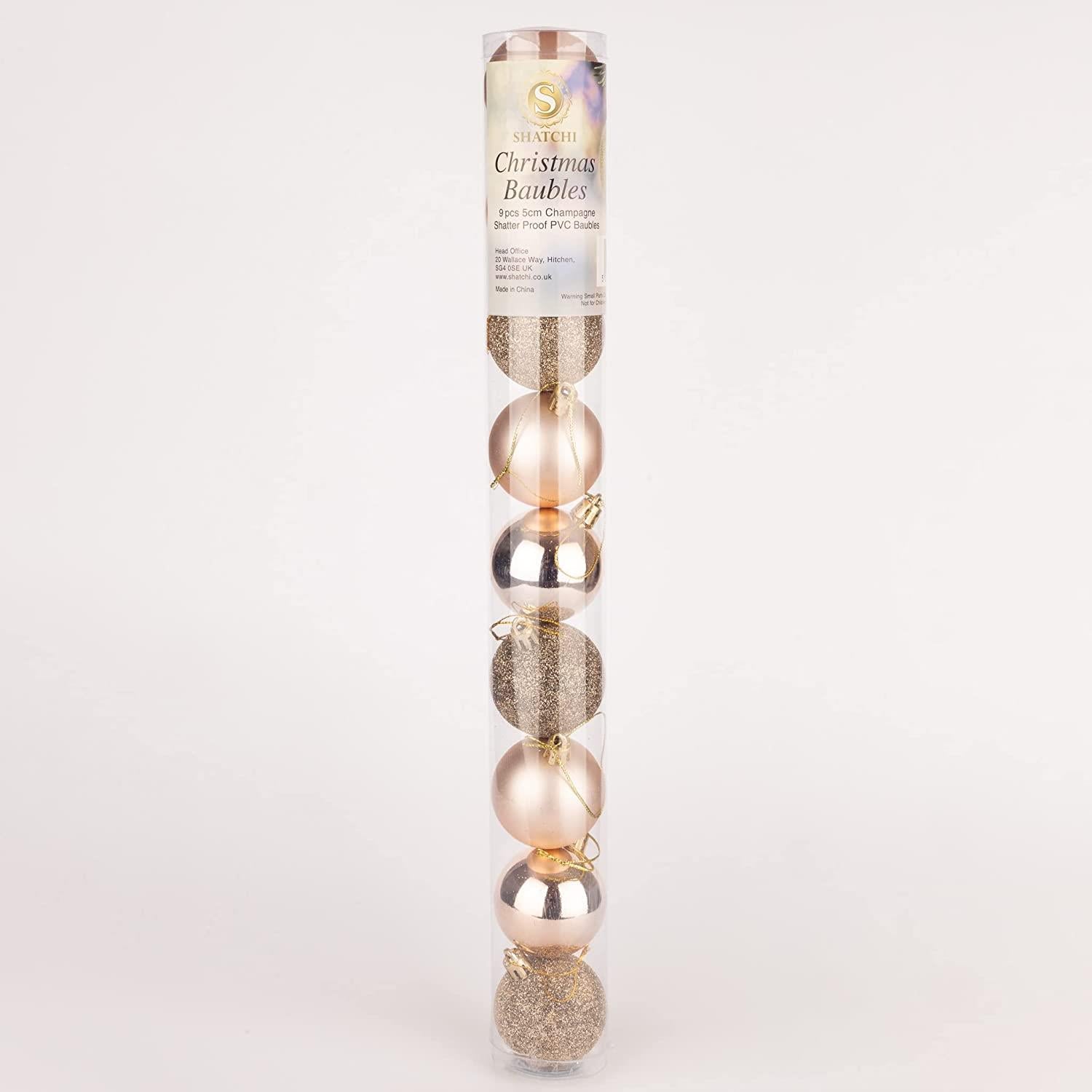 Baubles Champagne 5Cm-9Pcs Set -Pvc
