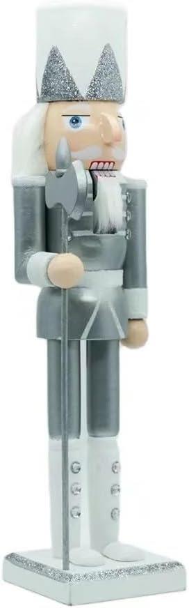 Silver & White Glitter Nutcrackers - 3Pcs Set - Christmas Home Decoration 25Cm