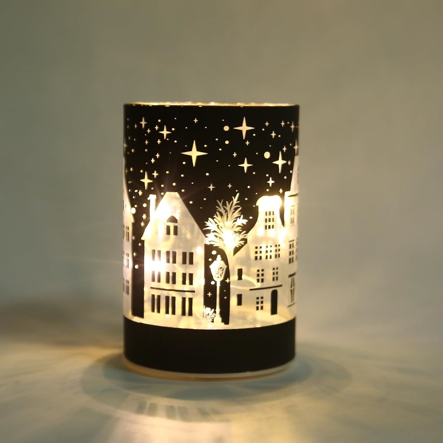 12Cm Christmas Decorated Vase Led Deep Blue Glass Vase / Village