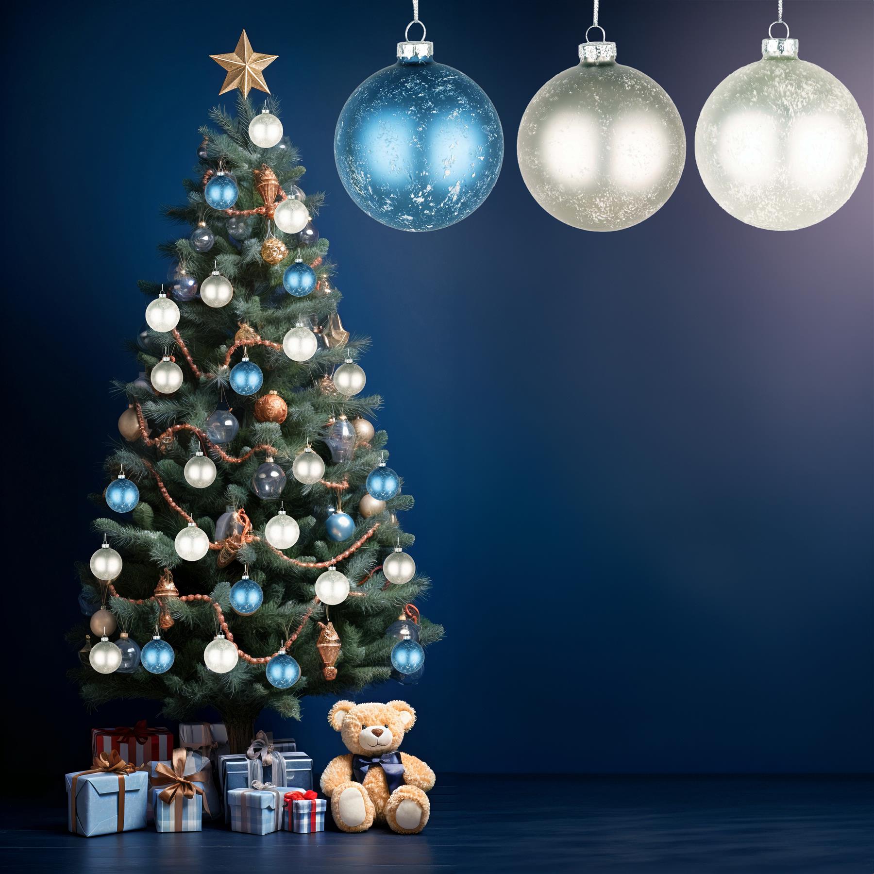 Glass Baubles 12Pcs Set - Marble 3 Assorted Design 8Cm