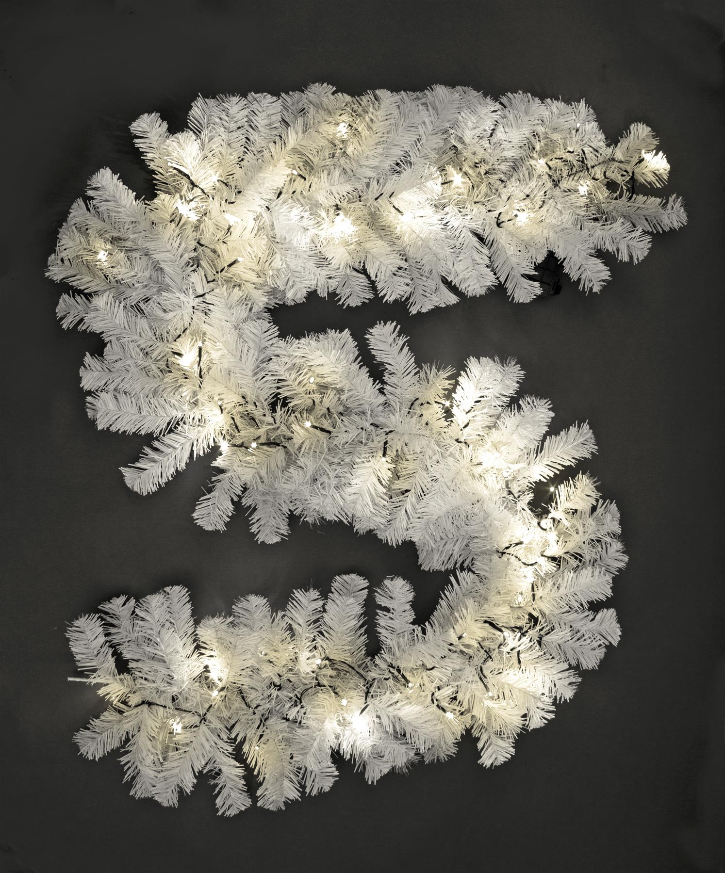 Pre-Lit Warm White Leds Alaskan Pine White Garland 2M