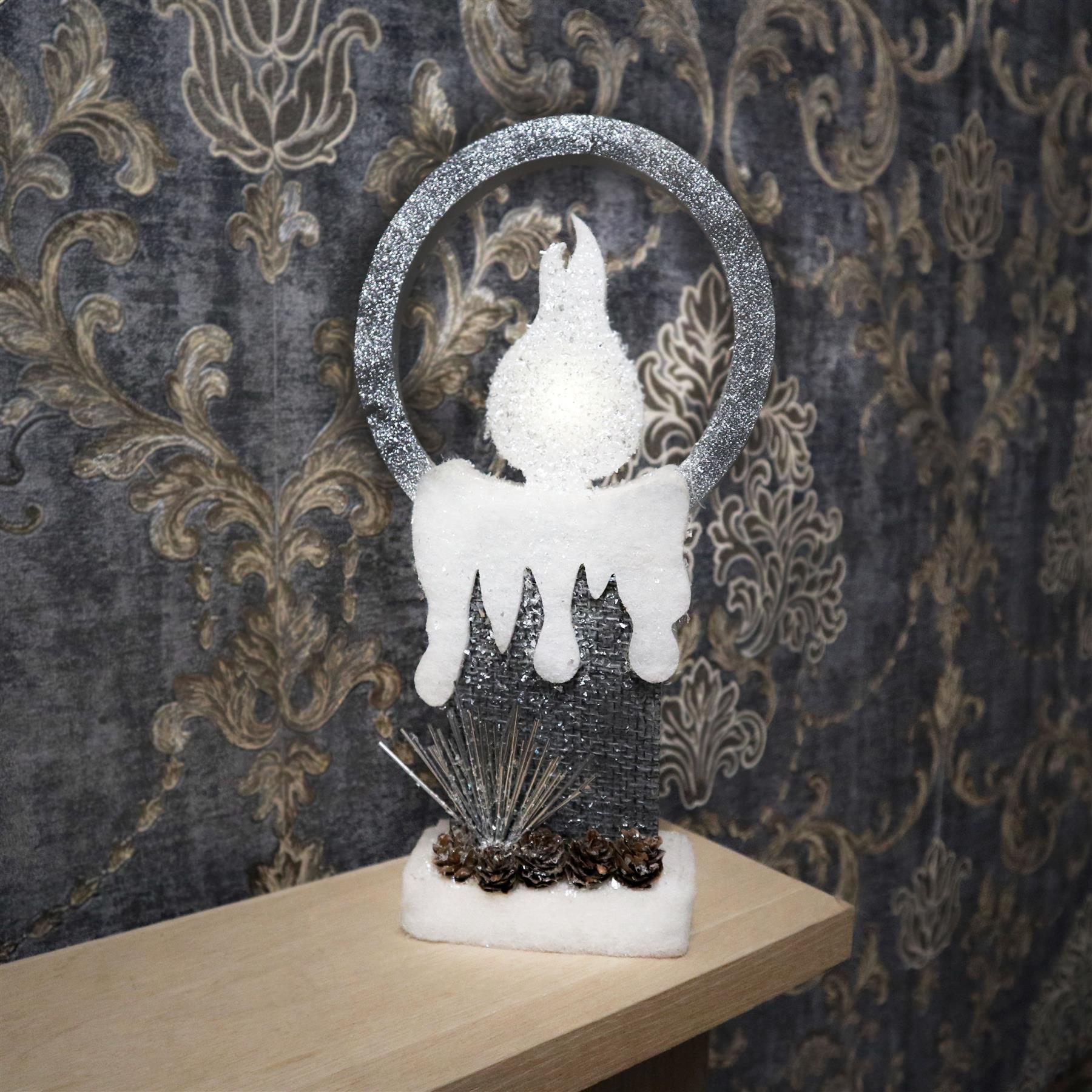 B/O Led Silver Foam Single Candle-41Cm,
1 Led