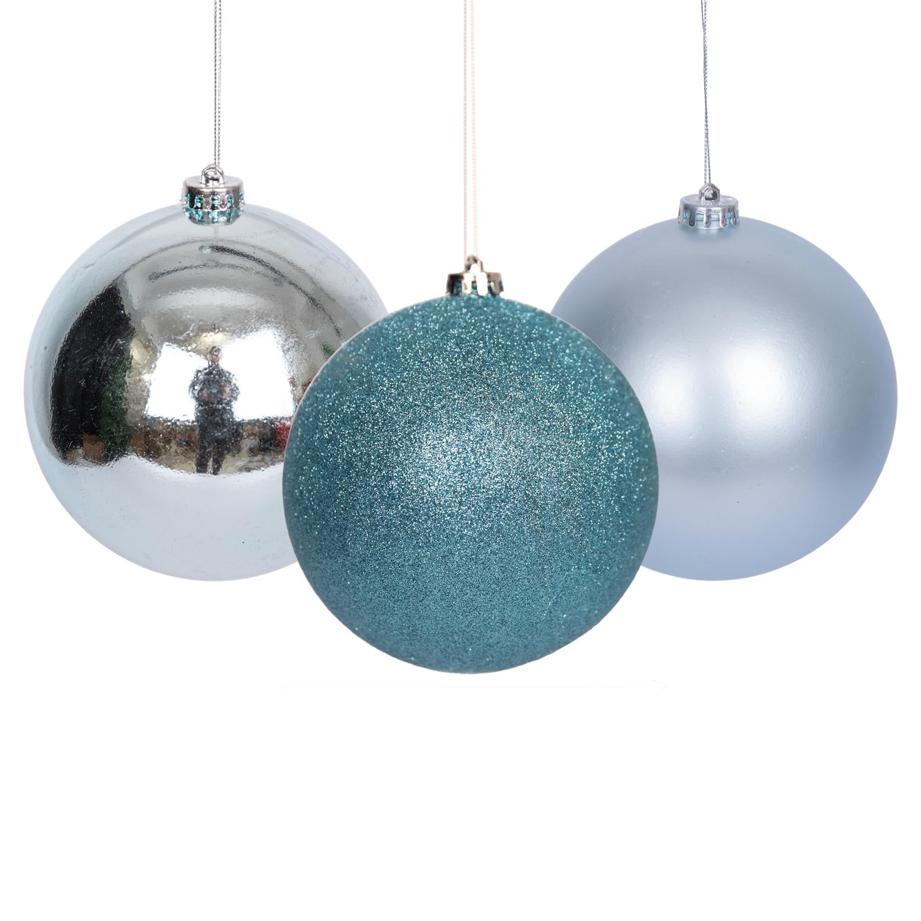 Baubles Light Blue 15Cm-3Pcs Pvc