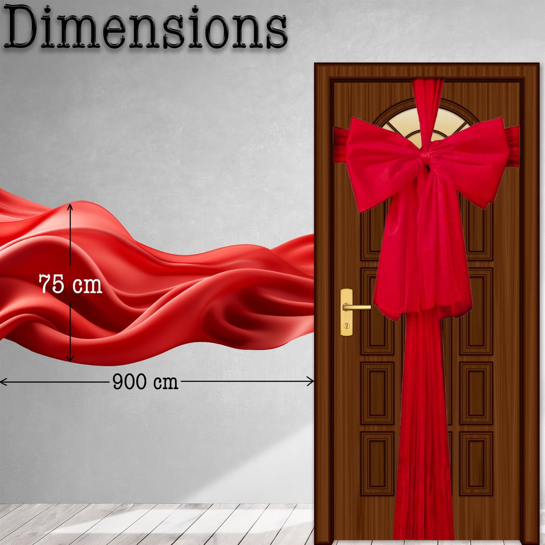 Door Bow Red Ribbon 75X900Cm
