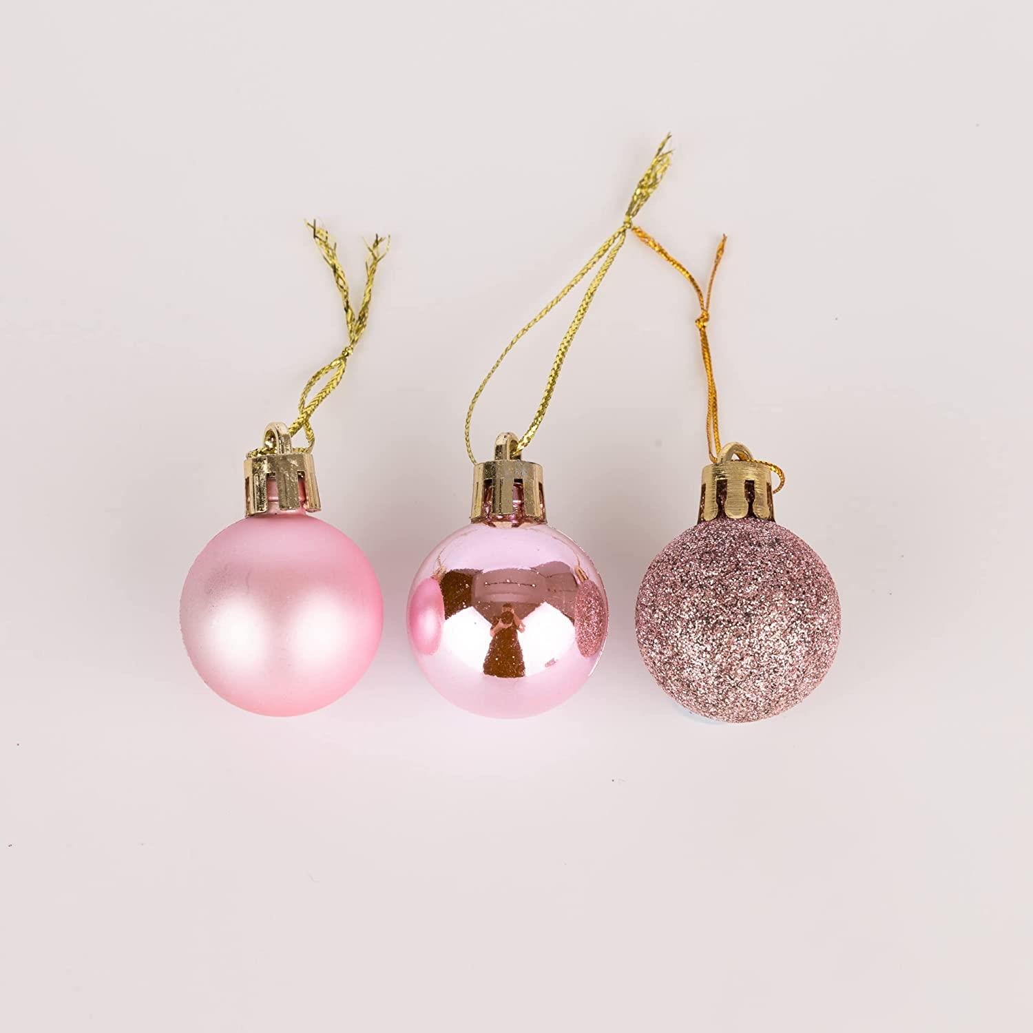 Baubles Pale Pink 3Cm 12Pcs Set Pvc