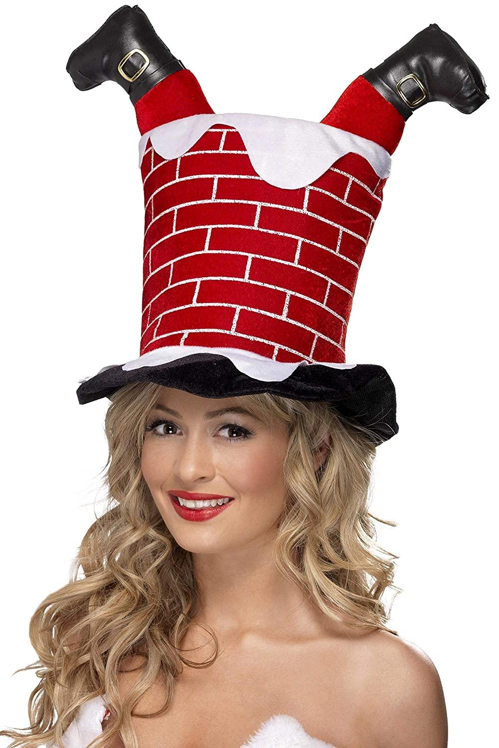 Novelty Funny Christmas Hat Stuck In Chimney Xmas Fancy Dress Party Costume