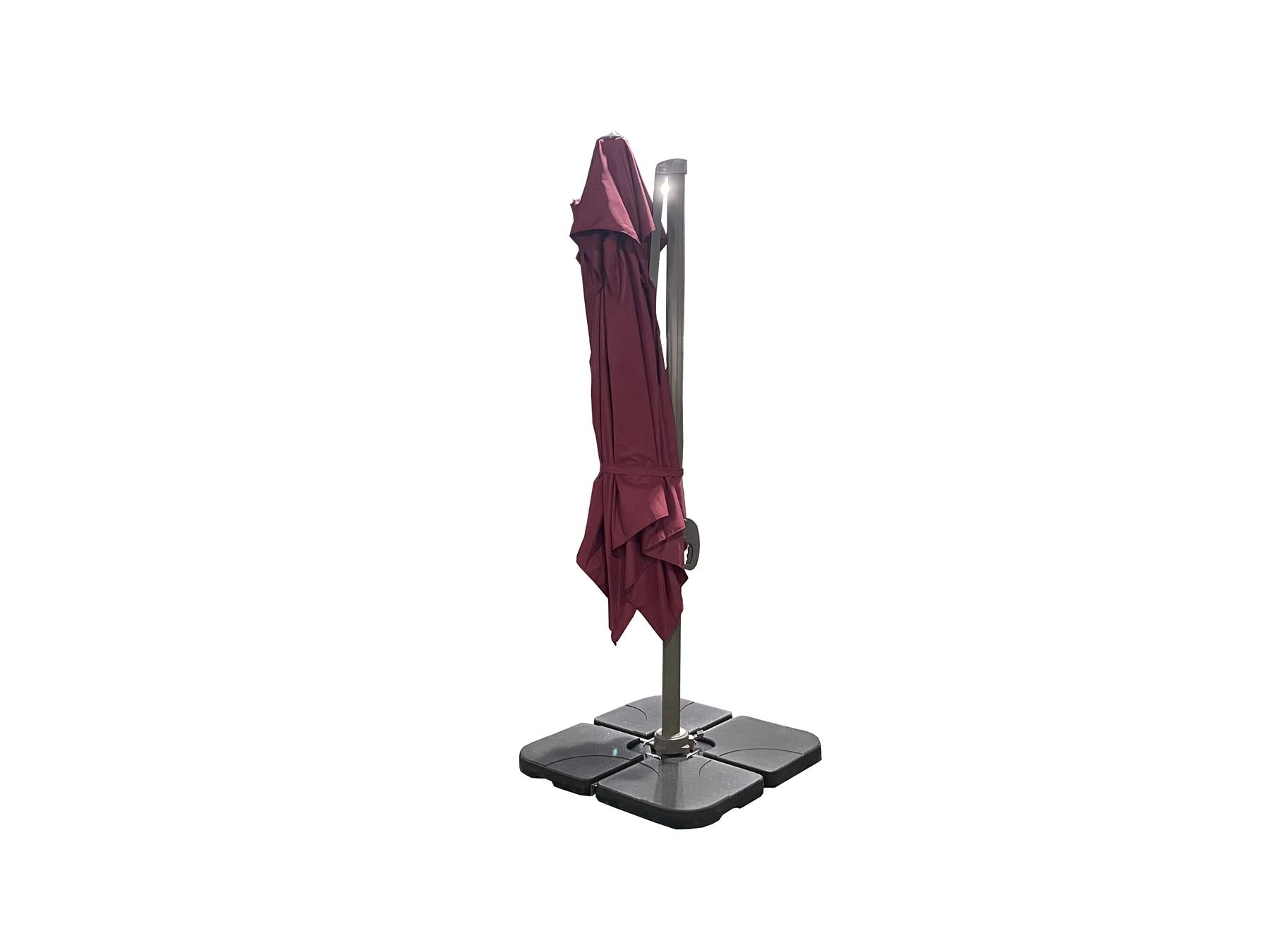 3m Patio Offset Parasol Double Top Square Cantilever Umbrella 360° Rotation Burgundy