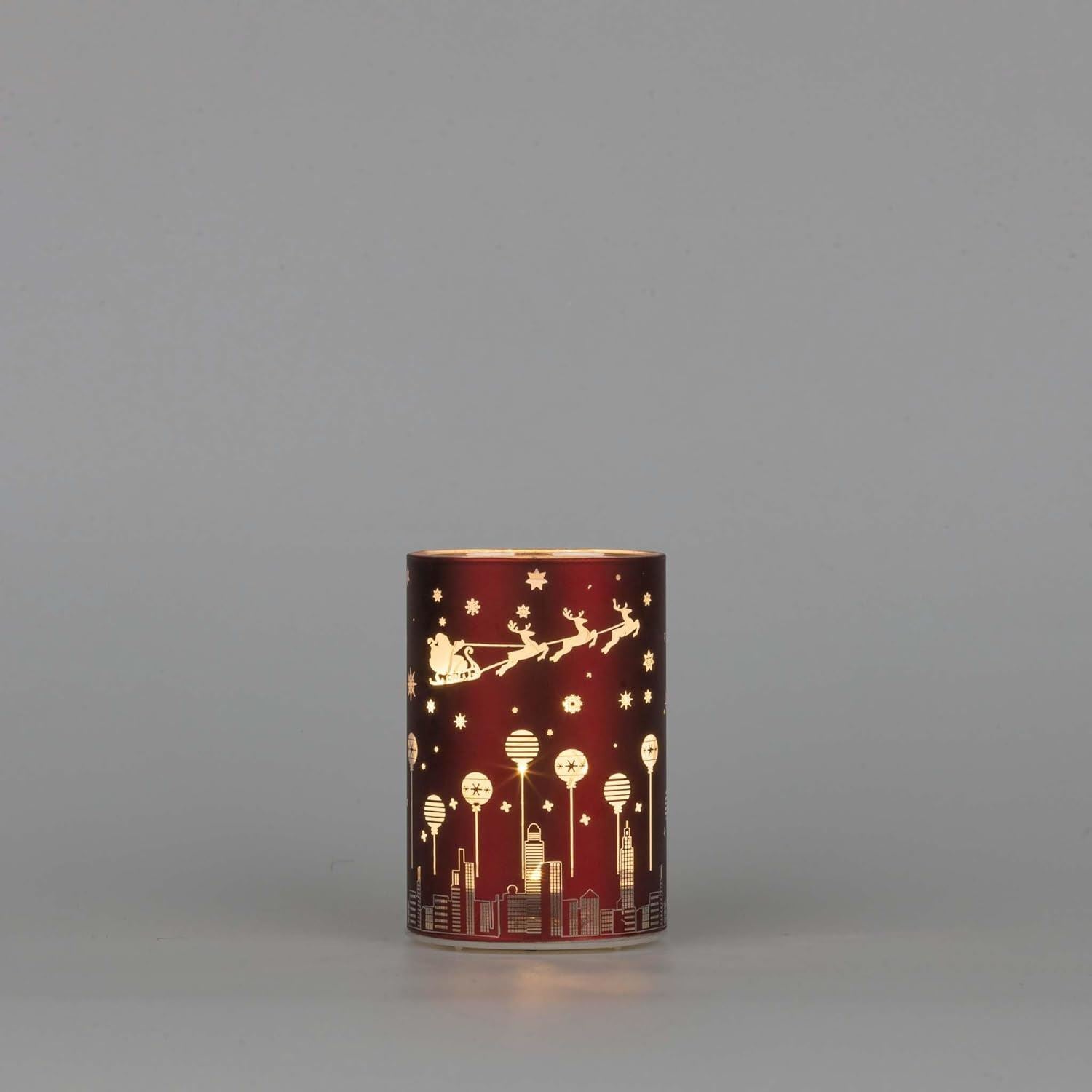 12Cm Christmas Decorated Vase Led Red Glass Vase / Deer