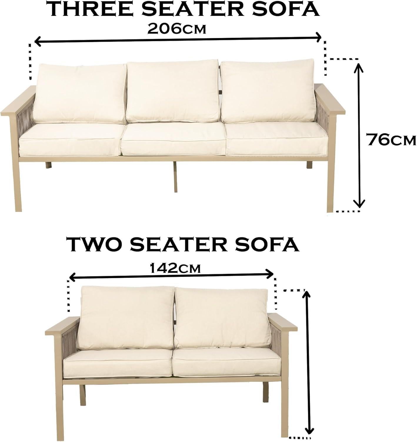 7 Seater Outdoor Garden Sofa Set - Aluminium 5Pcs Garden Furniture Set