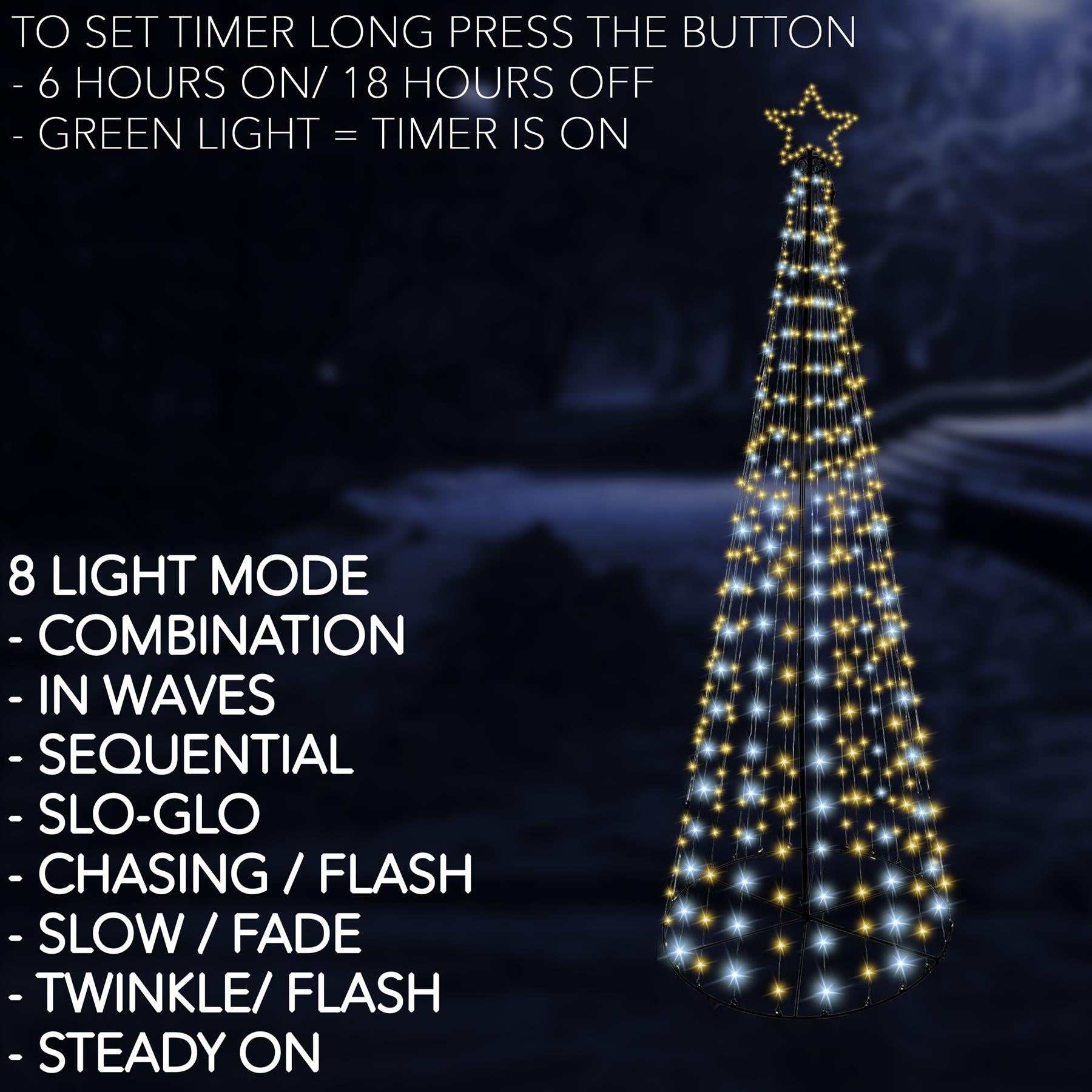 1.8M Outdoor Maypole Christmas Tree Ww+W 308 Leds