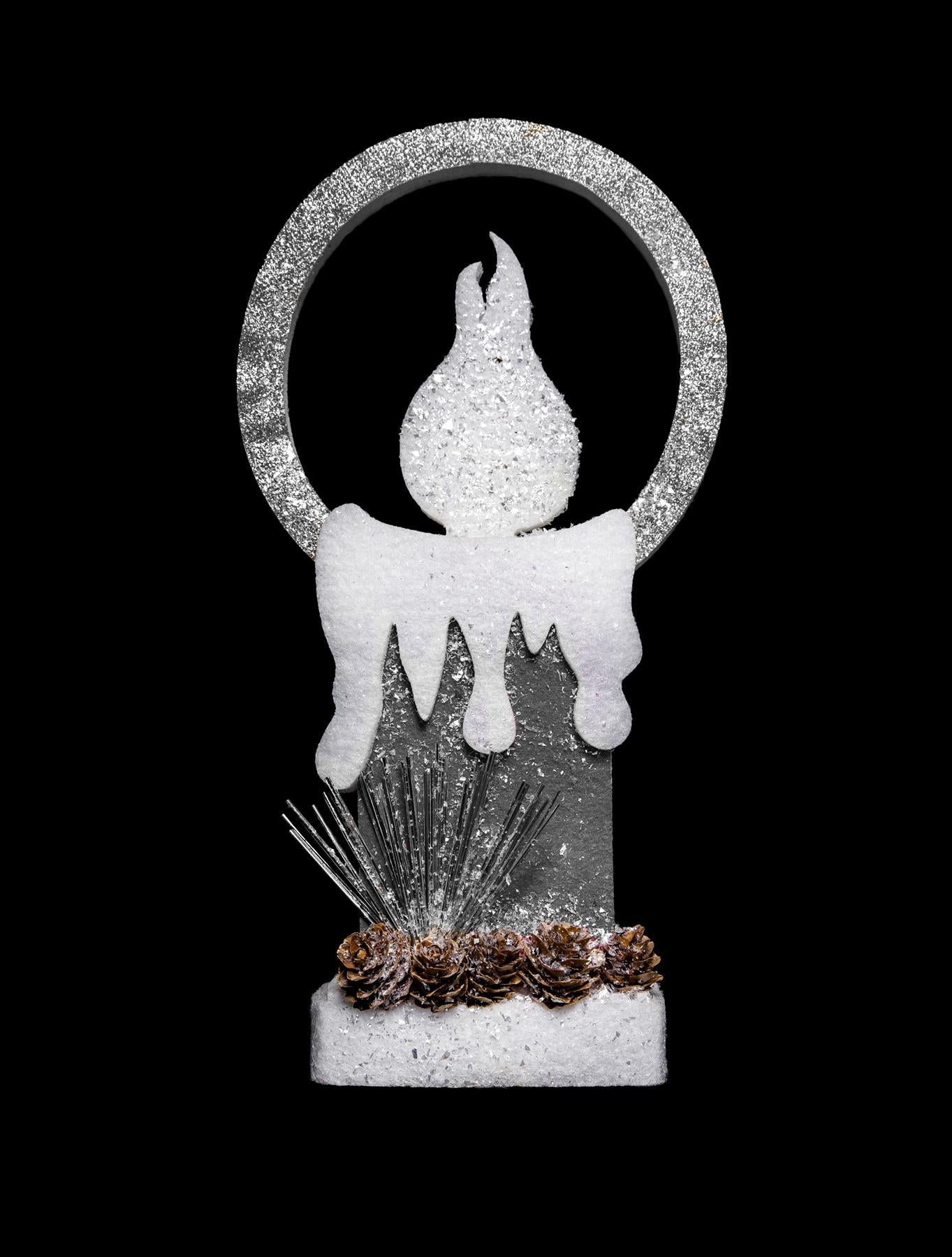B/O Led Silver Foam Single Candle-31Cm,
1 Led