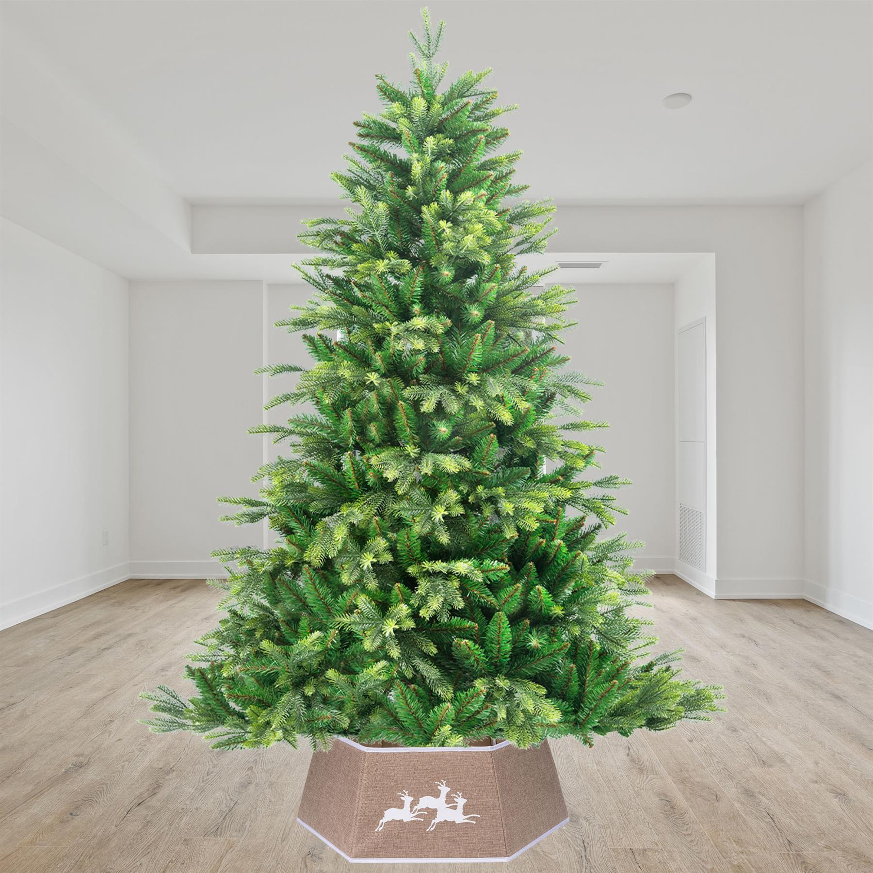 Beige Hexagon Christmas Tree Collar Fabric - Size: Bottom Dia 26.8Inch, Top Dia 20.75Inch,Height 9.8 Inch
