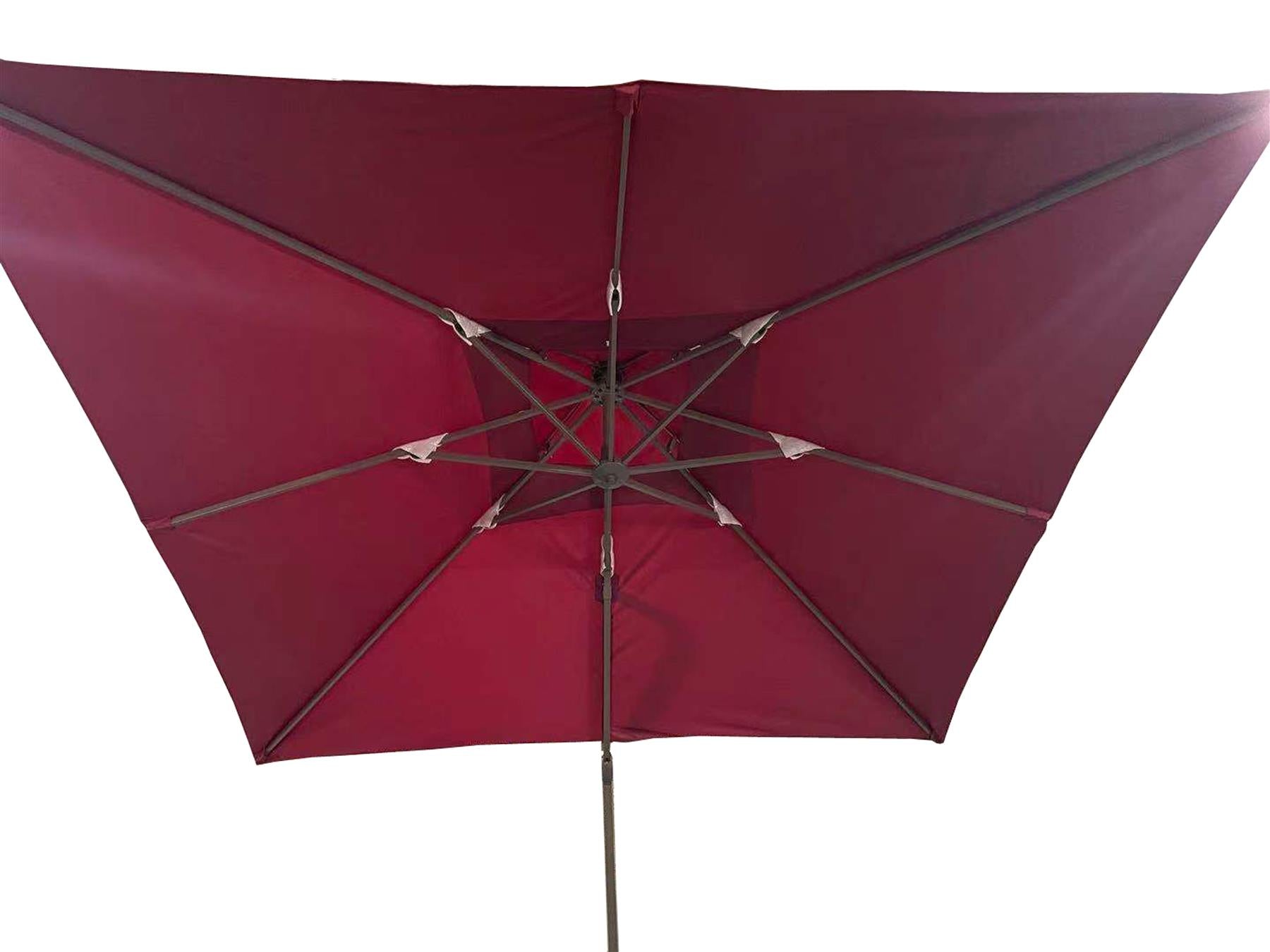 3m Patio Offset Parasol Double Top Square Cantilever Umbrella 360° Rotation Burgundy