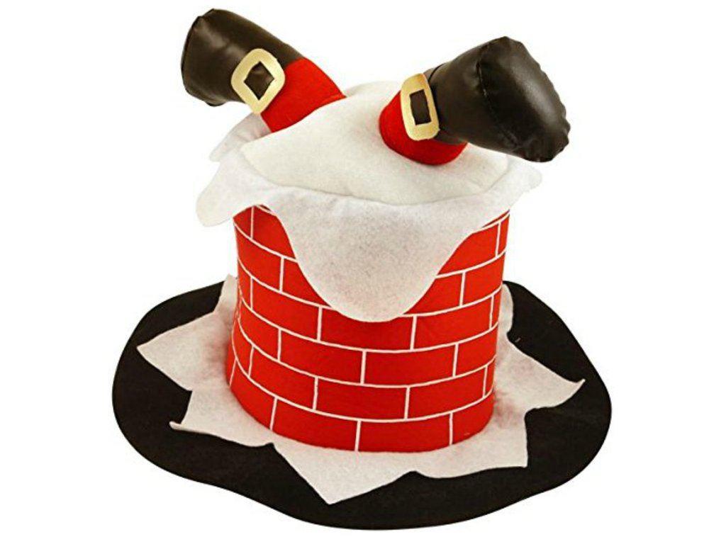 Novelty Funny Christmas Hat Stuck In Chimney Xmas Fancy Dress Party Costume