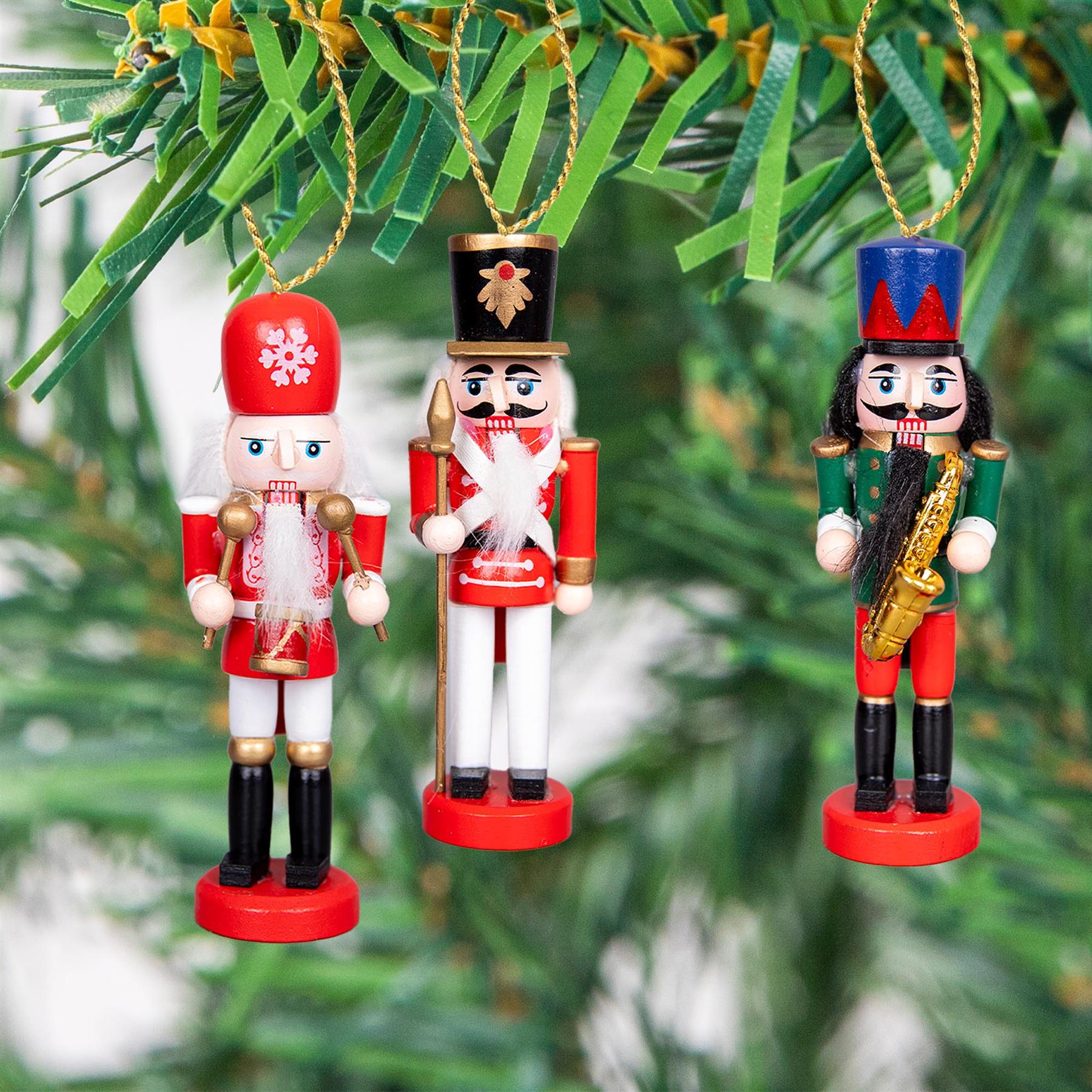 Wooden Nutcrackers Figures Christmas Ornament 5Pcs Set 13Cm