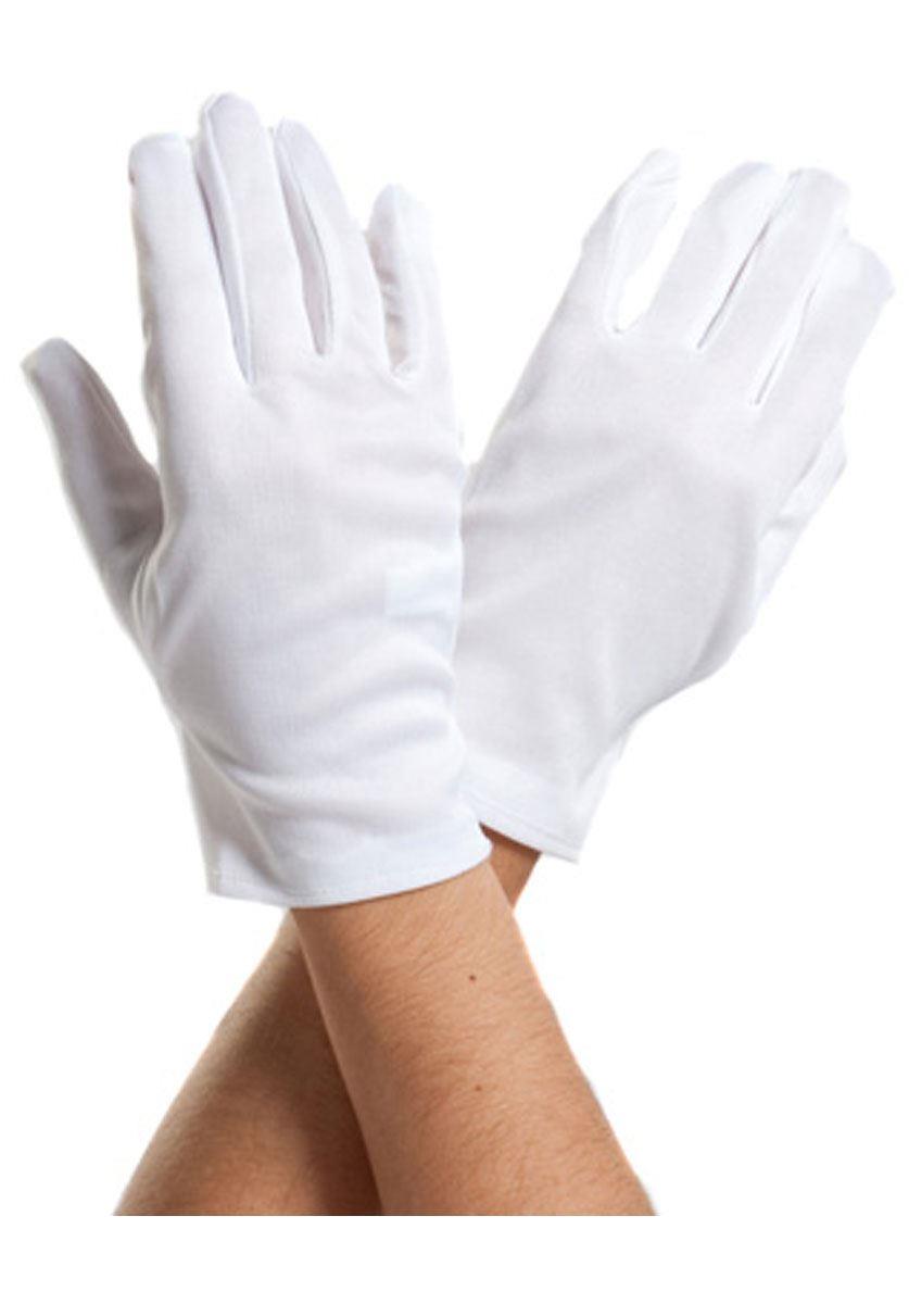 Ladies' And Men'S White Short Gloves - Captain, Clown, Magician, Fancy Dress, Santa Costume