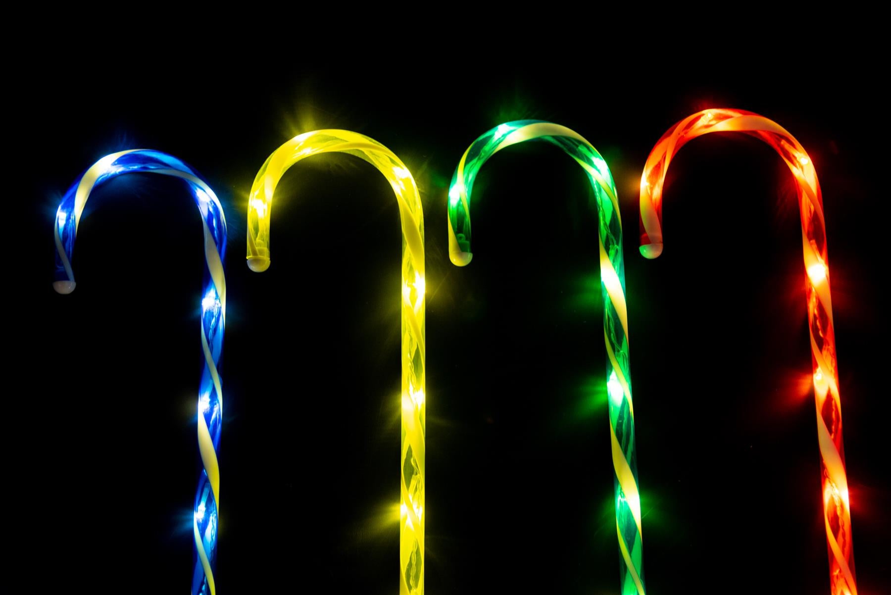Set Led Candy Cane Stake Multicolour 72Cm 4Pcs