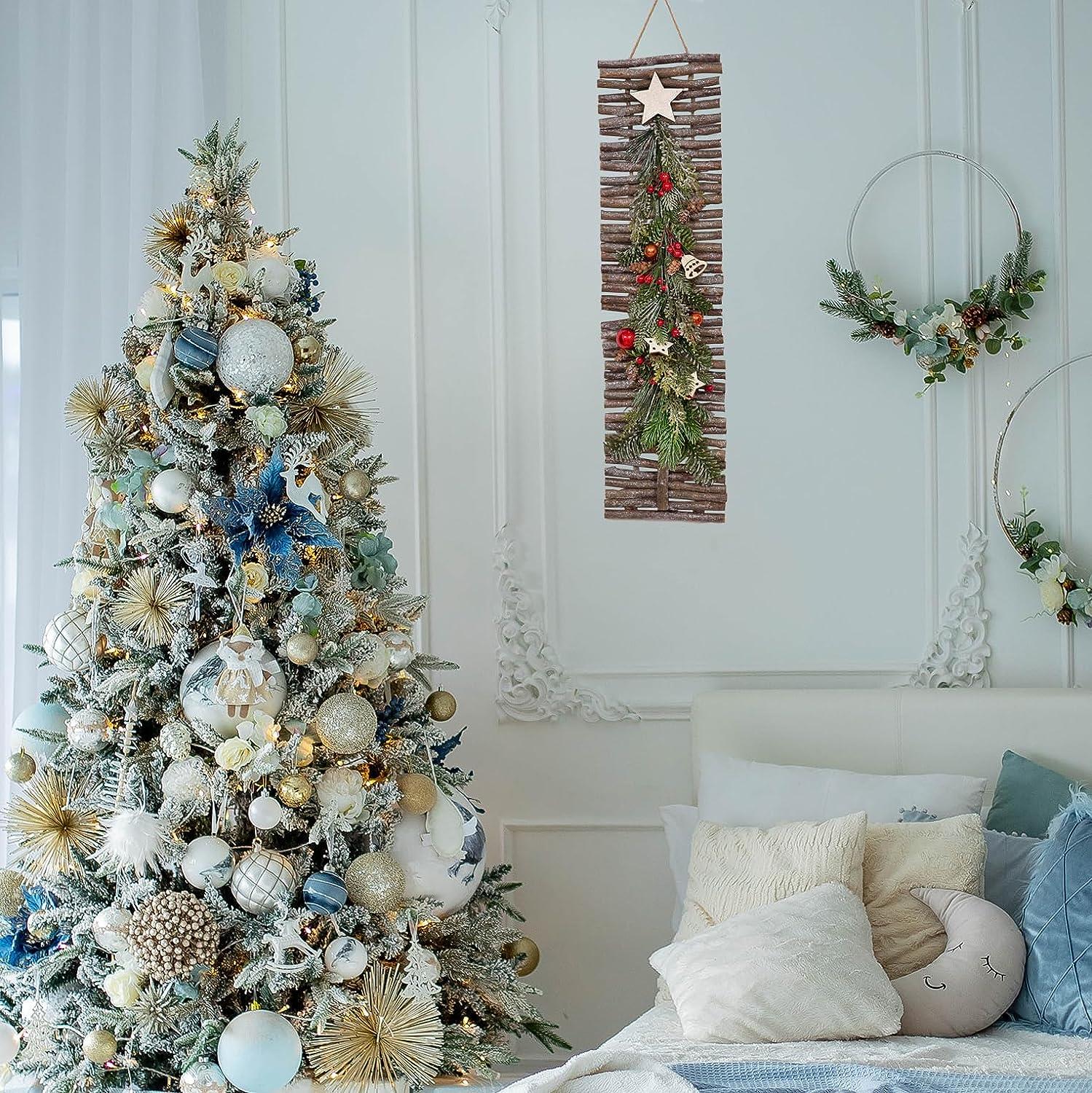 Twig Wall Hanging Christmas Tree Decoration - W16Xh60Cm