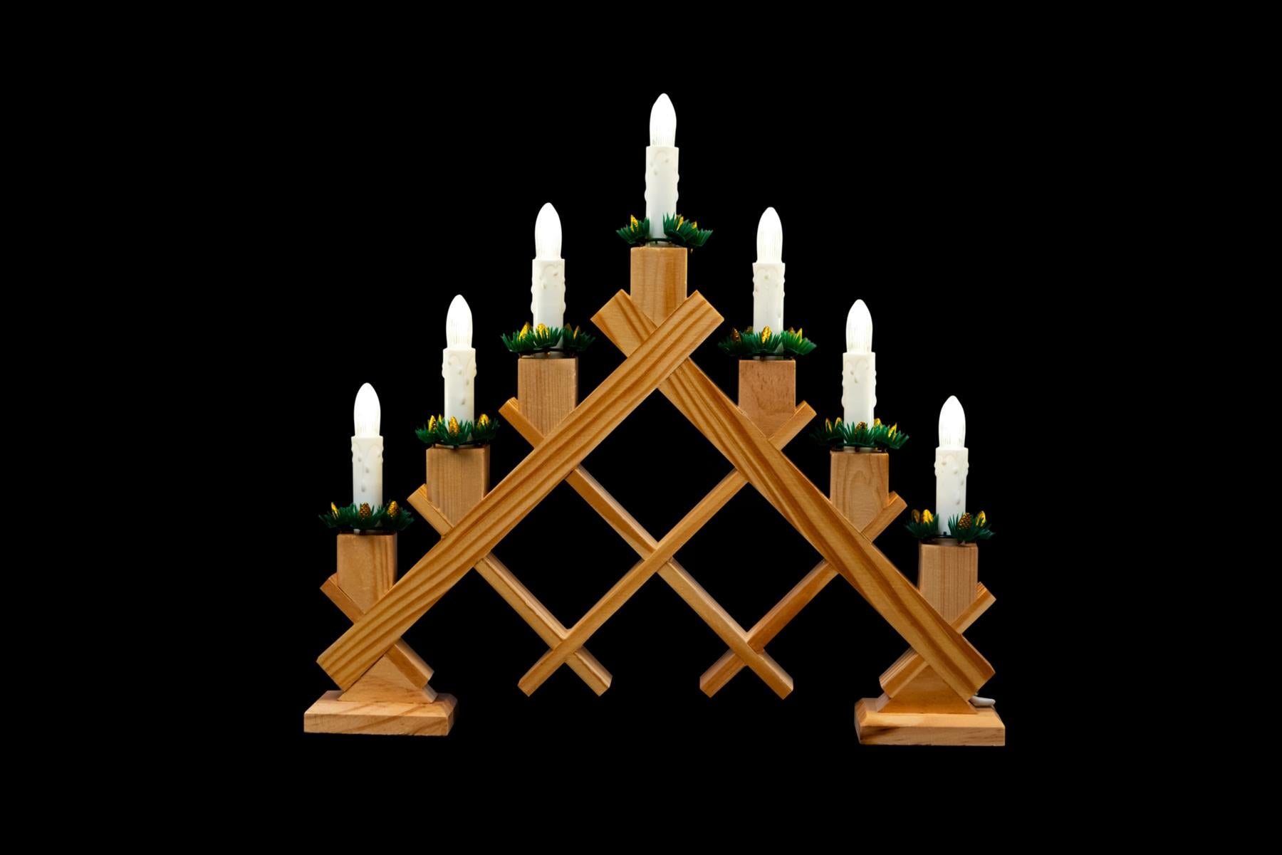 Wooden Candle Bridge Light 7 Bulb Window Xmas Christmas Decoration Arch Decor