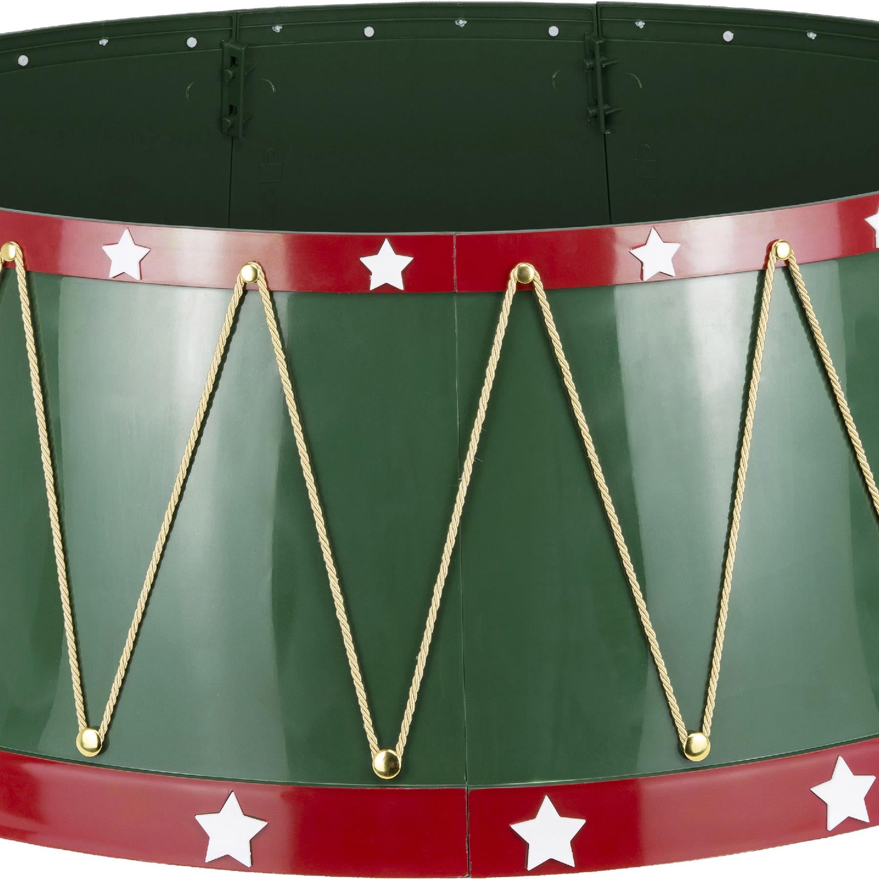 Green Drum Christmas Tree Collar Plastic - Size: Bottom Dia 25.6Inch, Top Dia 21.3Inch,Height 10Inch