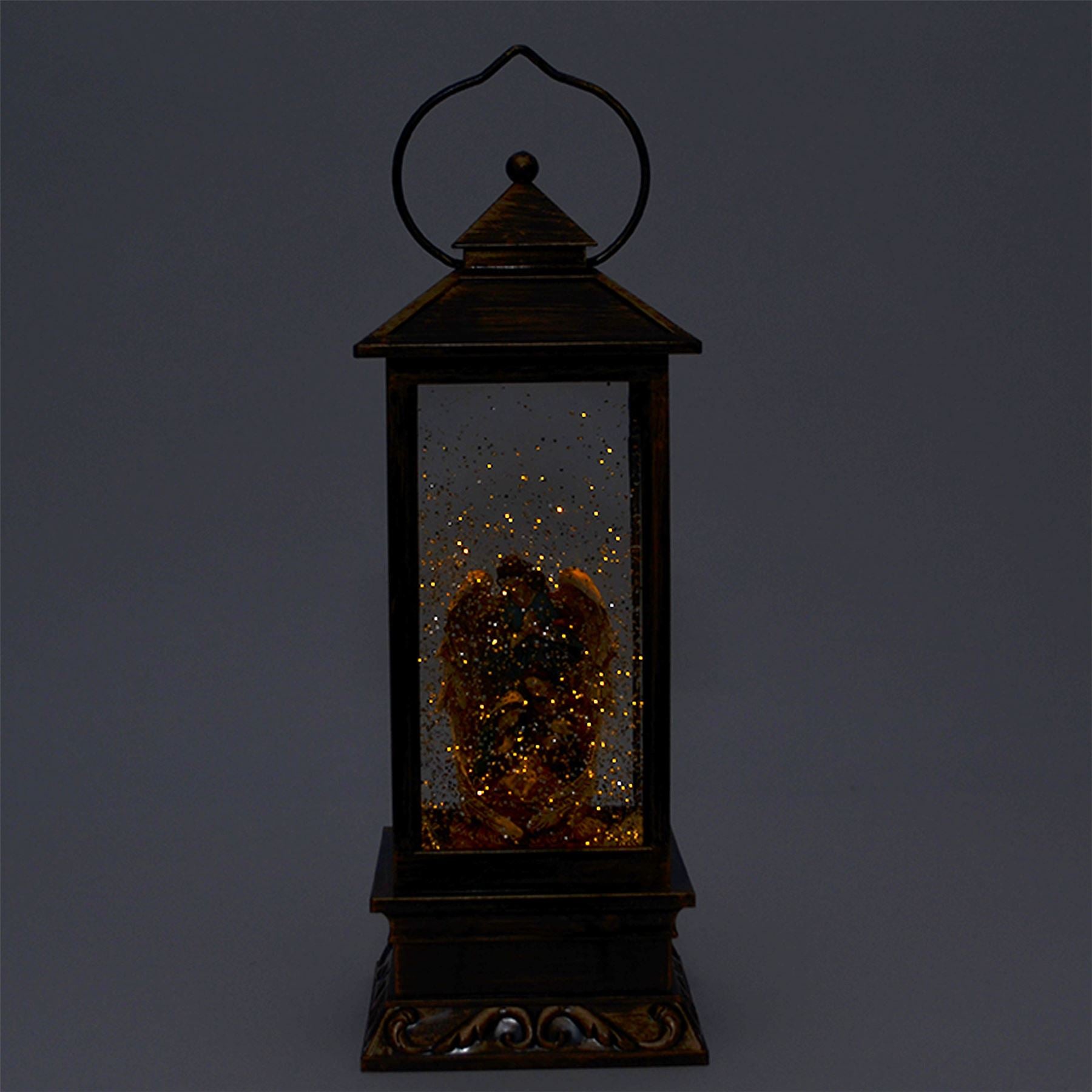 28Cm Christmas Nativity Led Lantern With Glitter Xmas Home Decorations Ornament