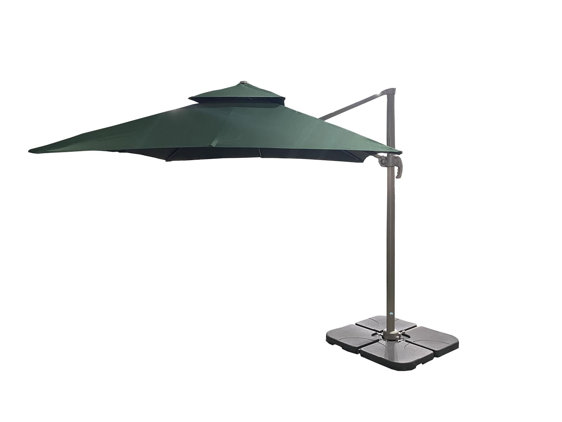 3m Patio Offset Parasol Double Top Square Cantilever Umbrella 360° Rotation Green