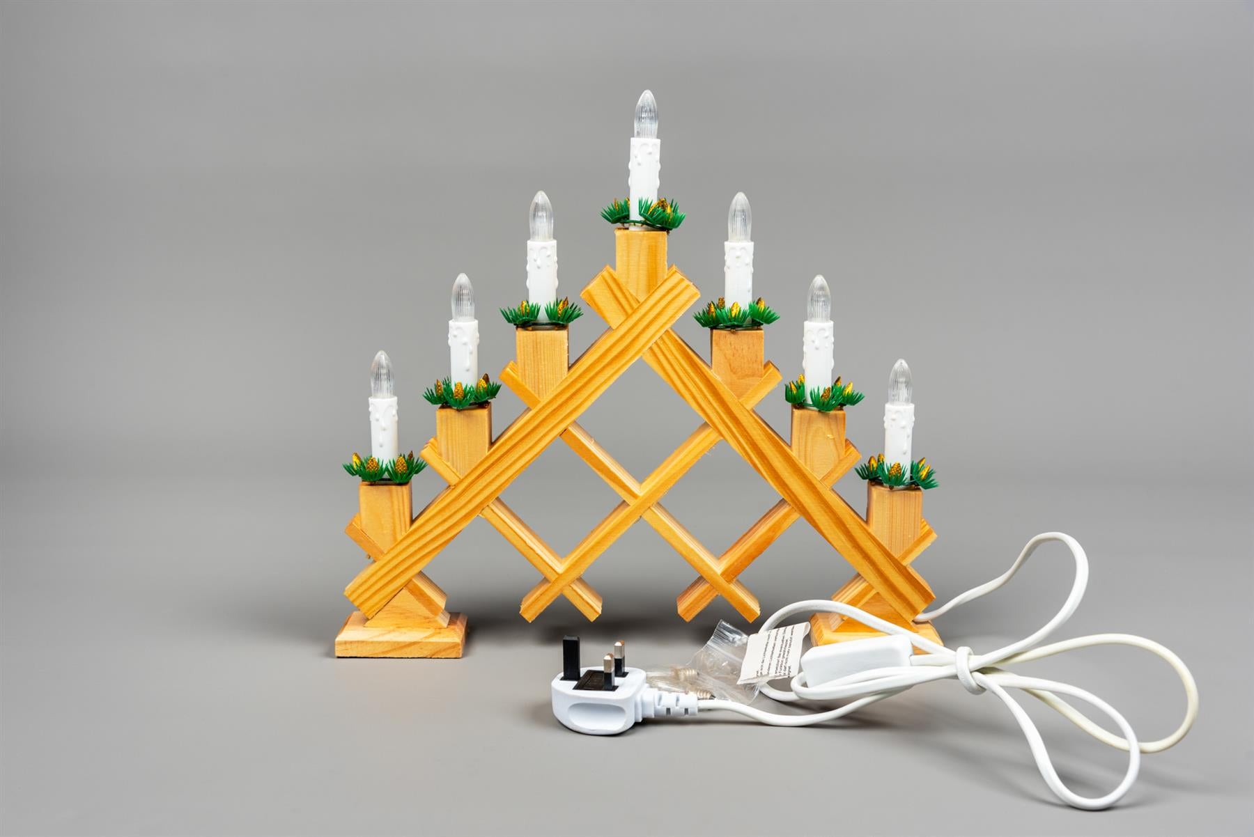 Wooden Candle Bridge Light 7 Bulb Window Xmas Christmas Decoration Arch Decor