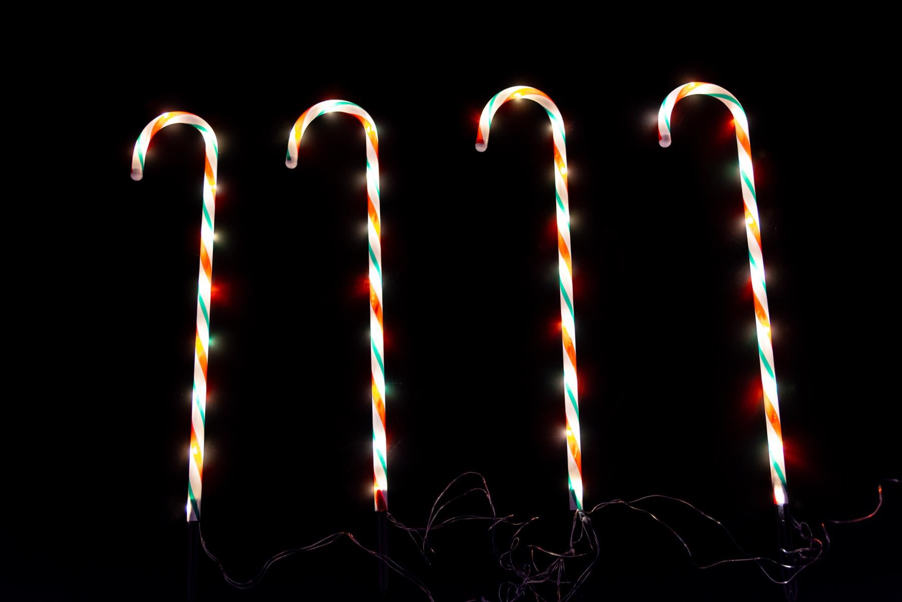 4Pcs Set Led Candy Cane Stake Red, White & Green Stripes 72Cm