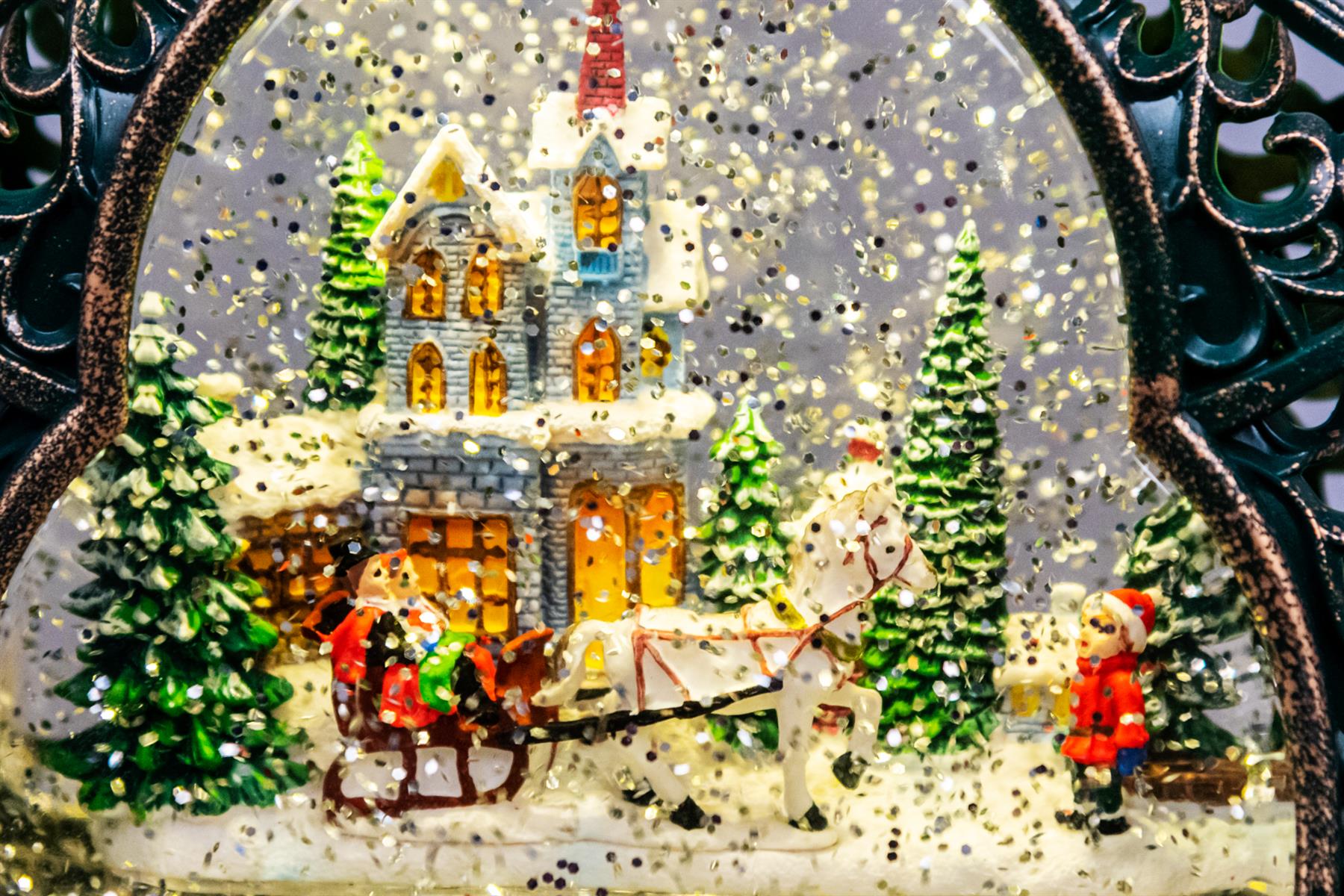 Christmas Tree Light Up Nativity Water Snow Globe