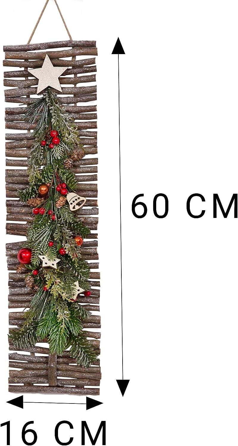 Twig Wall Hanging Christmas Tree Decoration - W16Xh60Cm