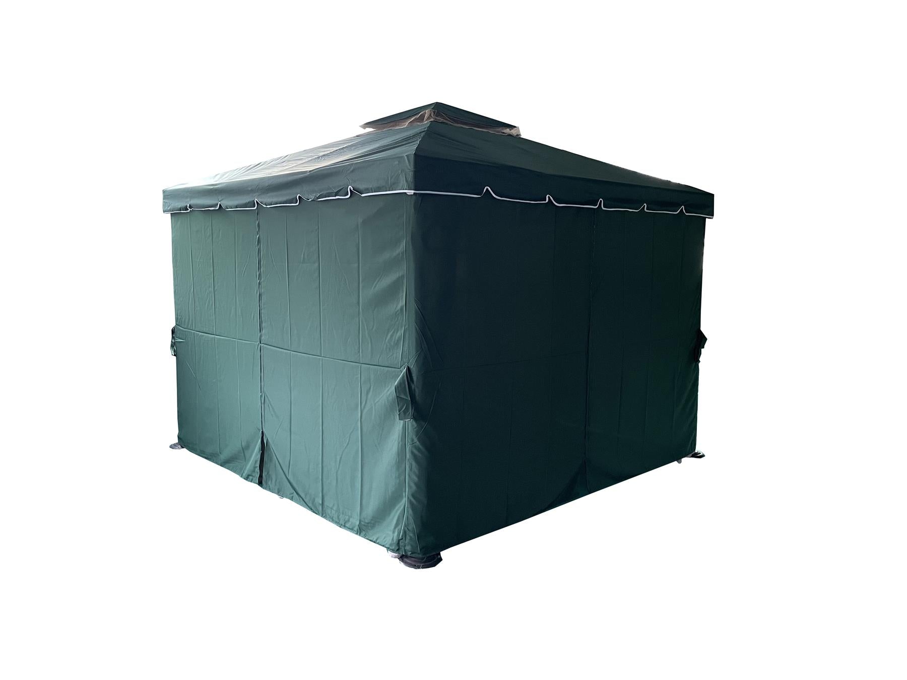 3x3x2.75m Green Gazebo with Nets Aluminium Frame and Powder coated Steel Roof