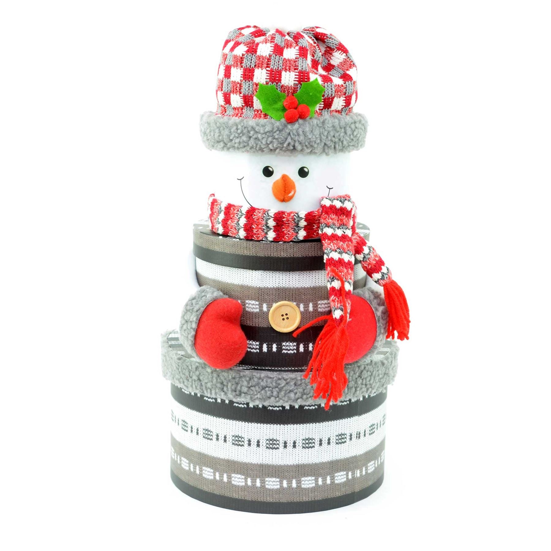 Round Snowman Christmas Novelty 3 Pcs Box Set Xmas Decoration Gift Present Boxes