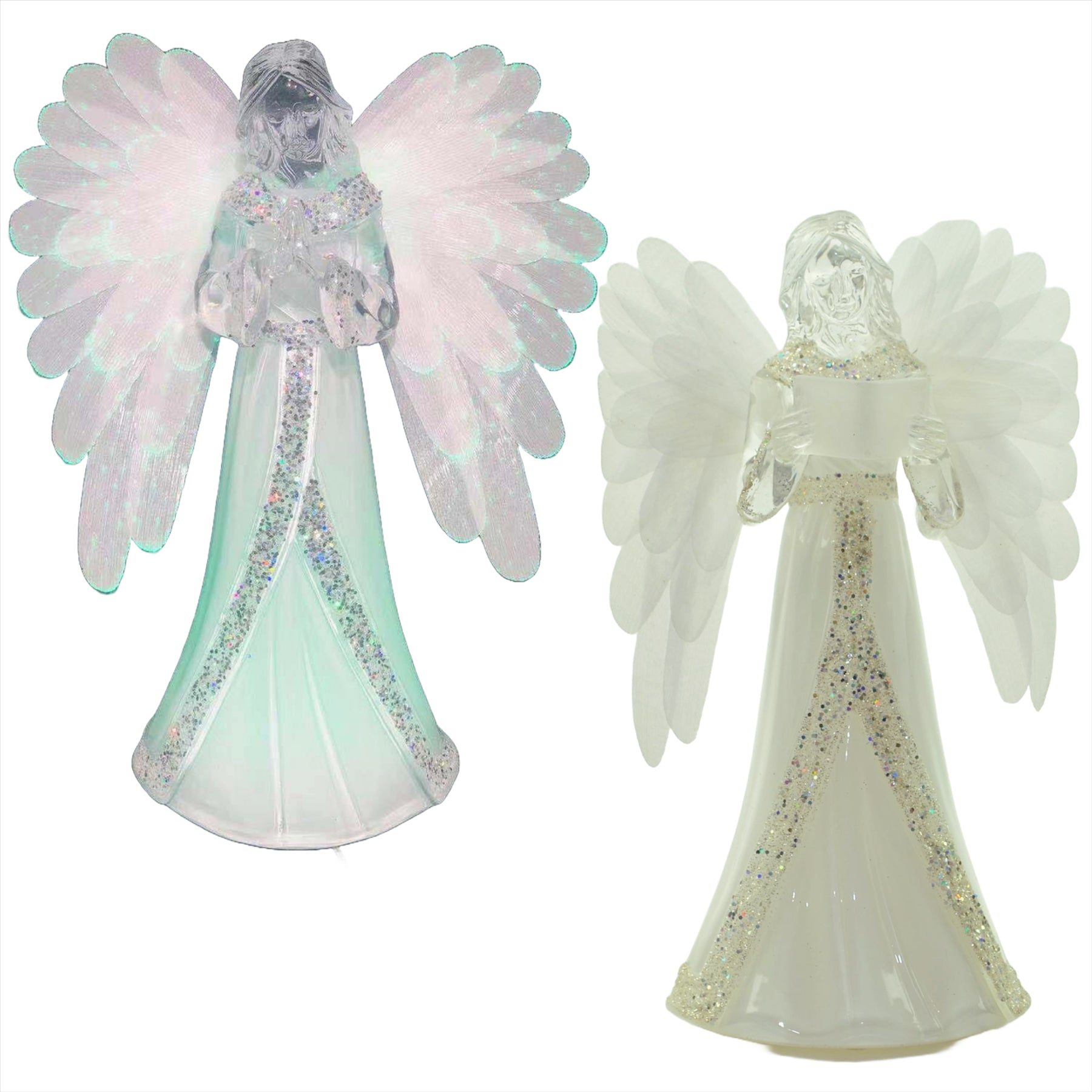 21Cm Christmas Angel White Colour Changing Light Xmas Decoration