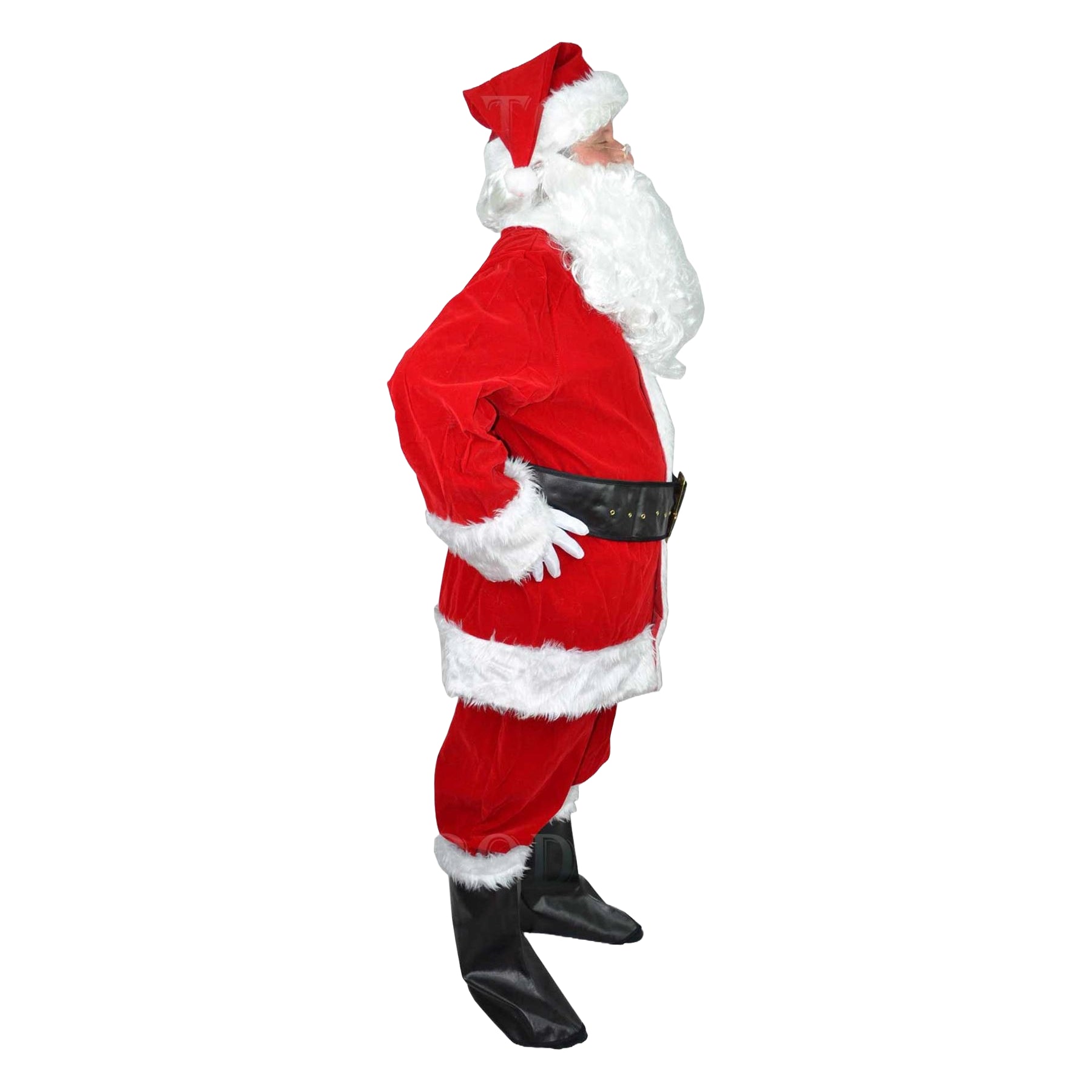Large Deluxe Plus 8 Pcs Velvet Santa Suit Father Christmas Fancy Dress Costume