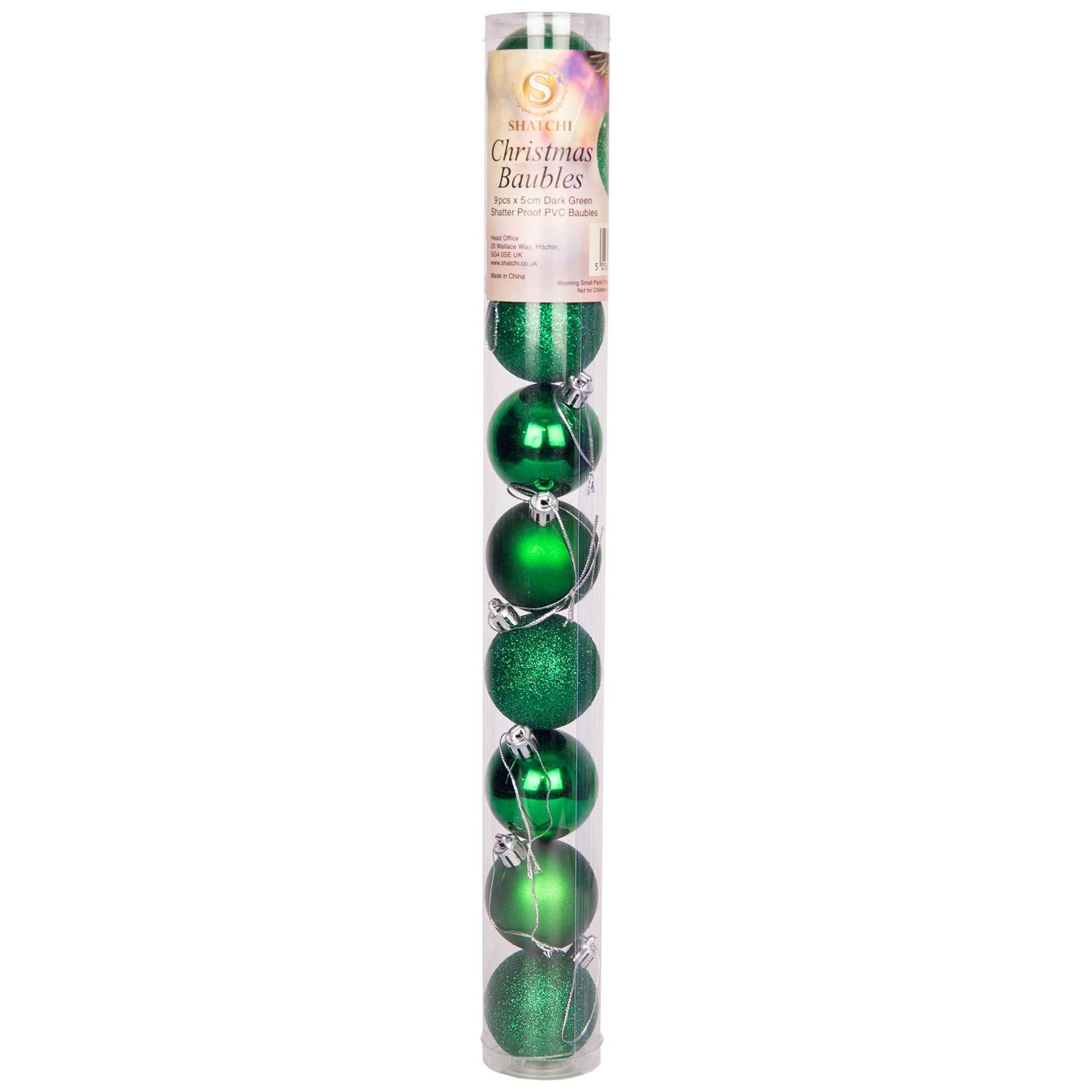 Baubles Dark Green 5Cm-9Pcs Set -Pvc