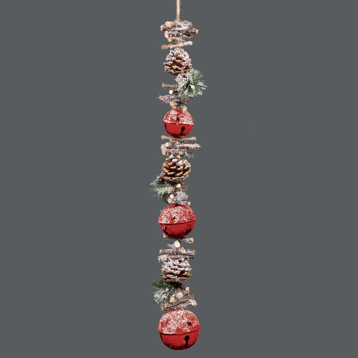 90Cm Garland Hanging Decorations With Red Tripple Bells