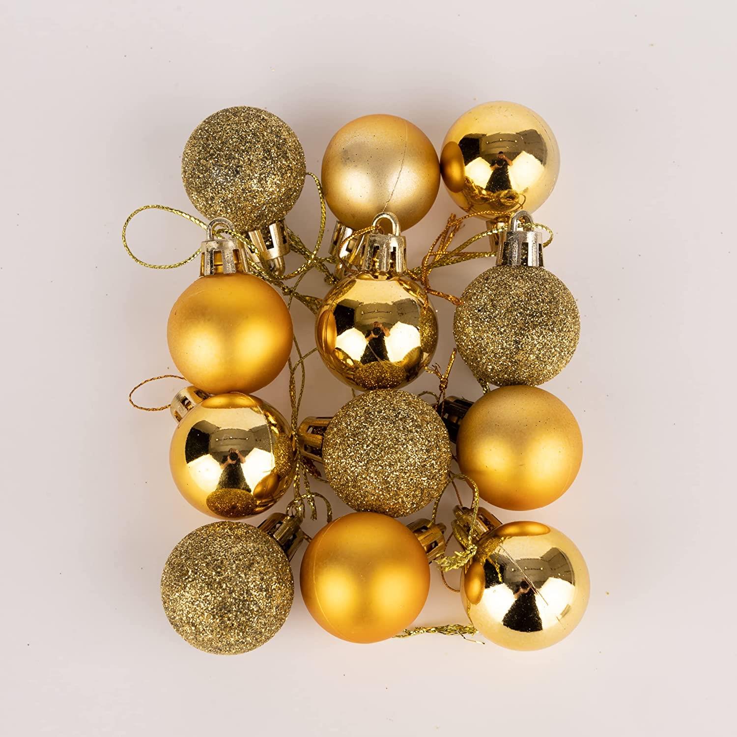 Baubles Deep Gold 3Cm 12Pcs Set Pvc