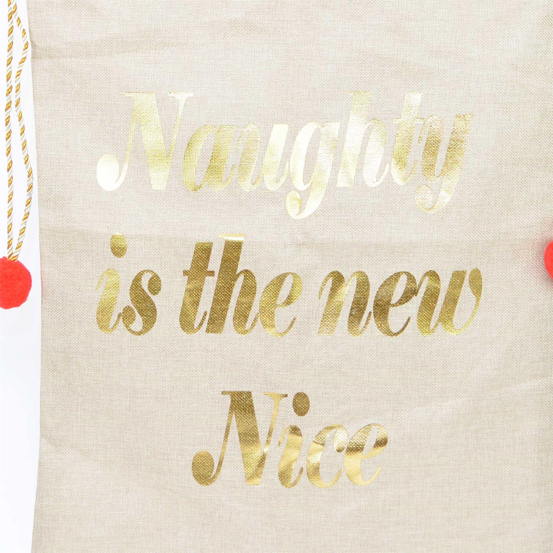 1 Pcs Santa Sack Naughty Is The New Nice Christmas Accessories Brown Bag 72X50Cm