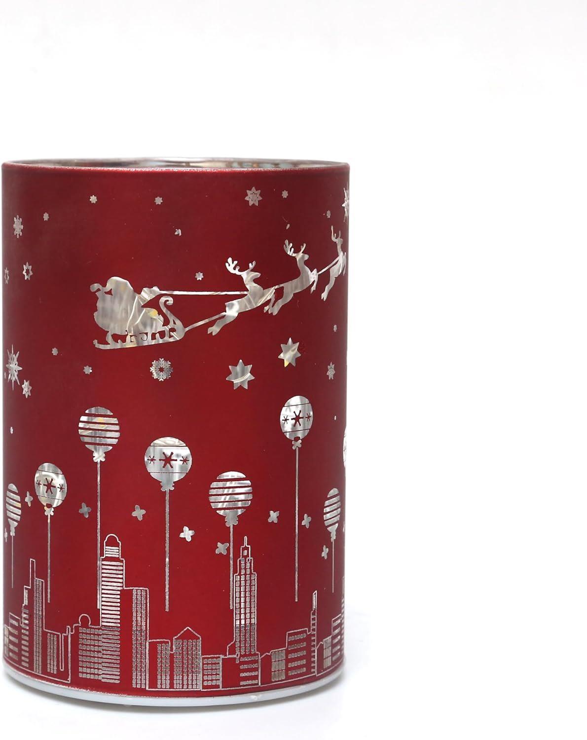 12Cm Christmas Decorated Vase Led Red Glass Vase / Deer