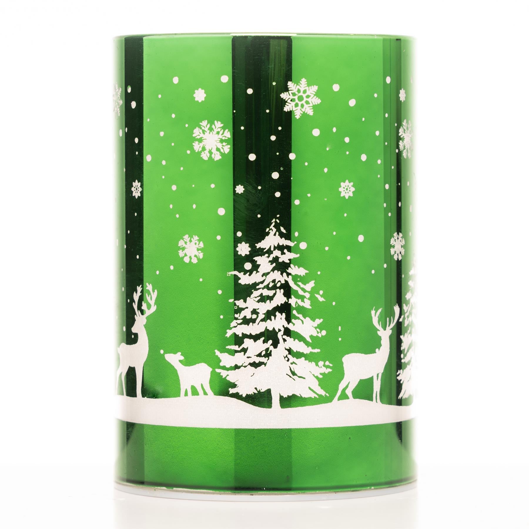 13Cm Christmas Decorated Vase Table Forest Scene Green