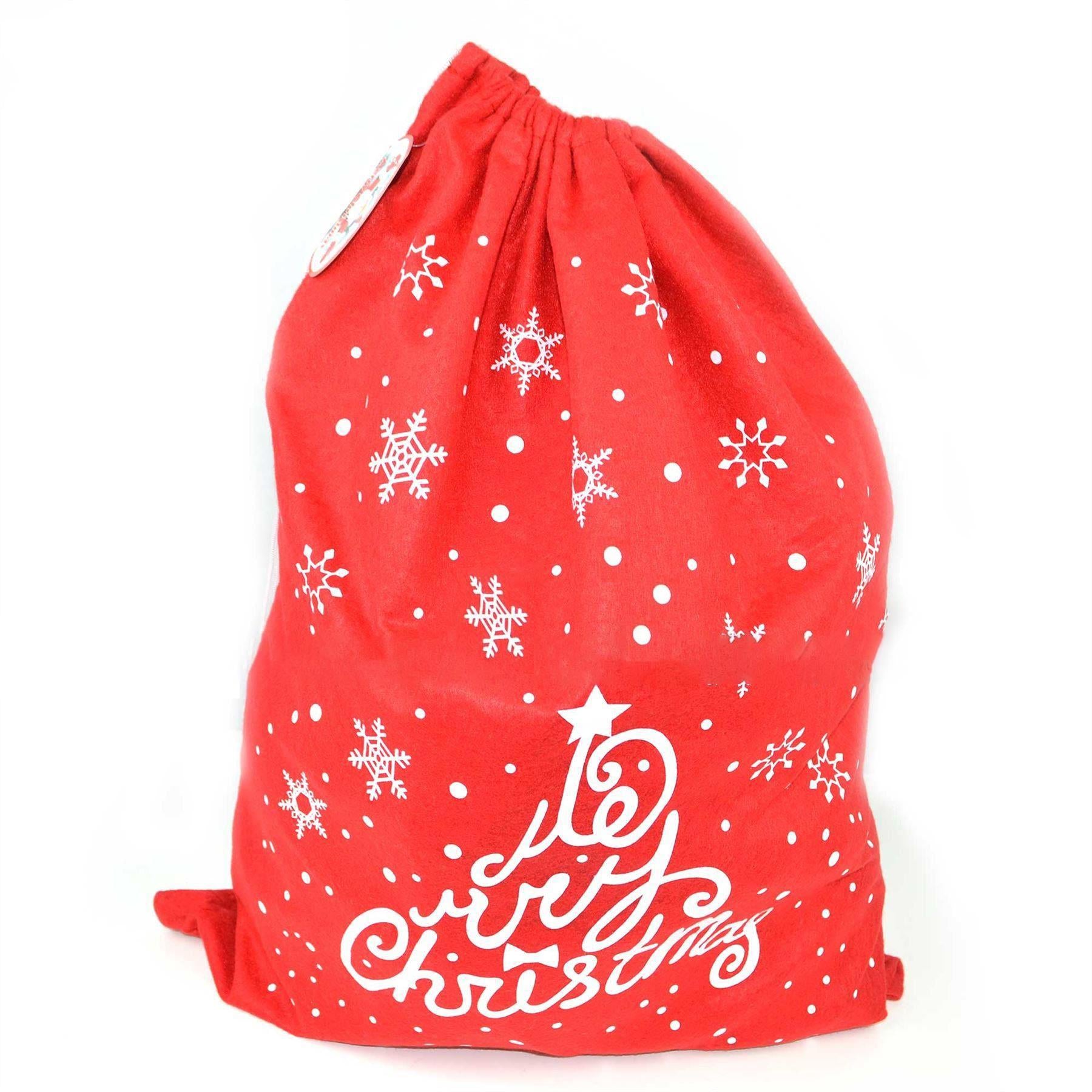 1 Father Christmas Santa Sack Stocking Socks Gifts Bag Red Felt Xmas Accessories