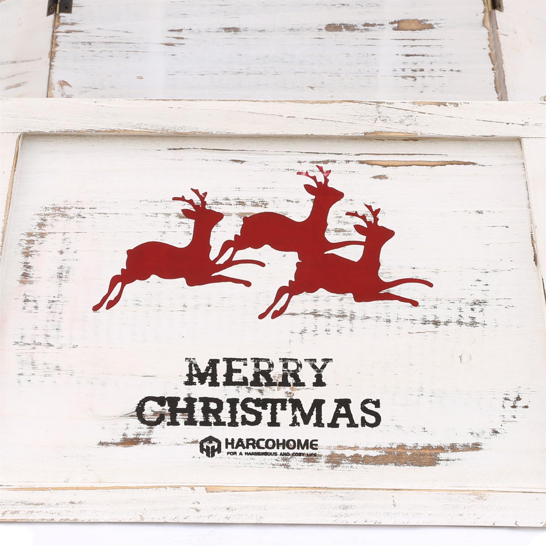 White Hexagon Christmas Tree Collar Wooden - Size: Bottom Dia 31.5Inch, Top Dia 26Inch,Height 9.8 Inch