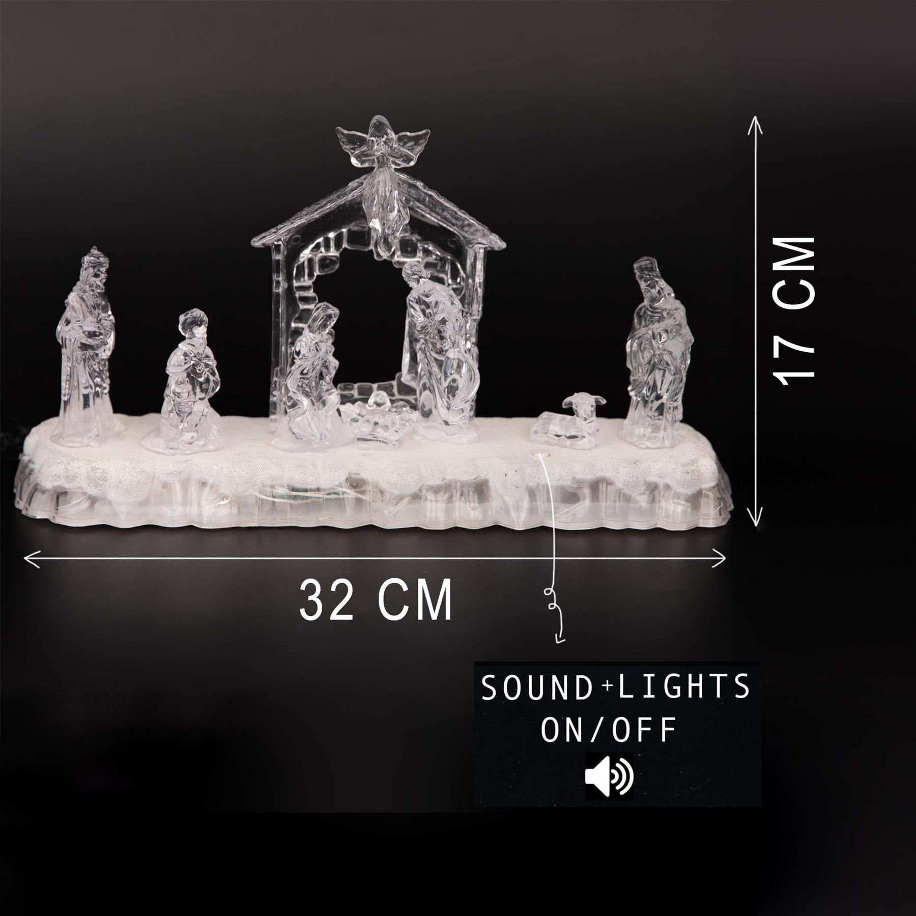 Acrylic Light Up Nativity Scene -32X9X17Cm