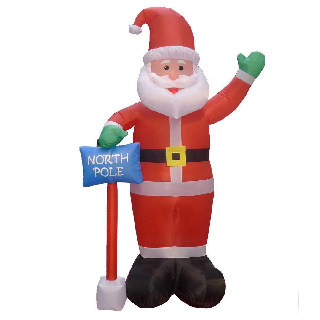 Pre Lit Mains Powered Auto Inflatable North Pole Santa With 4 White Led Lights 1.8M