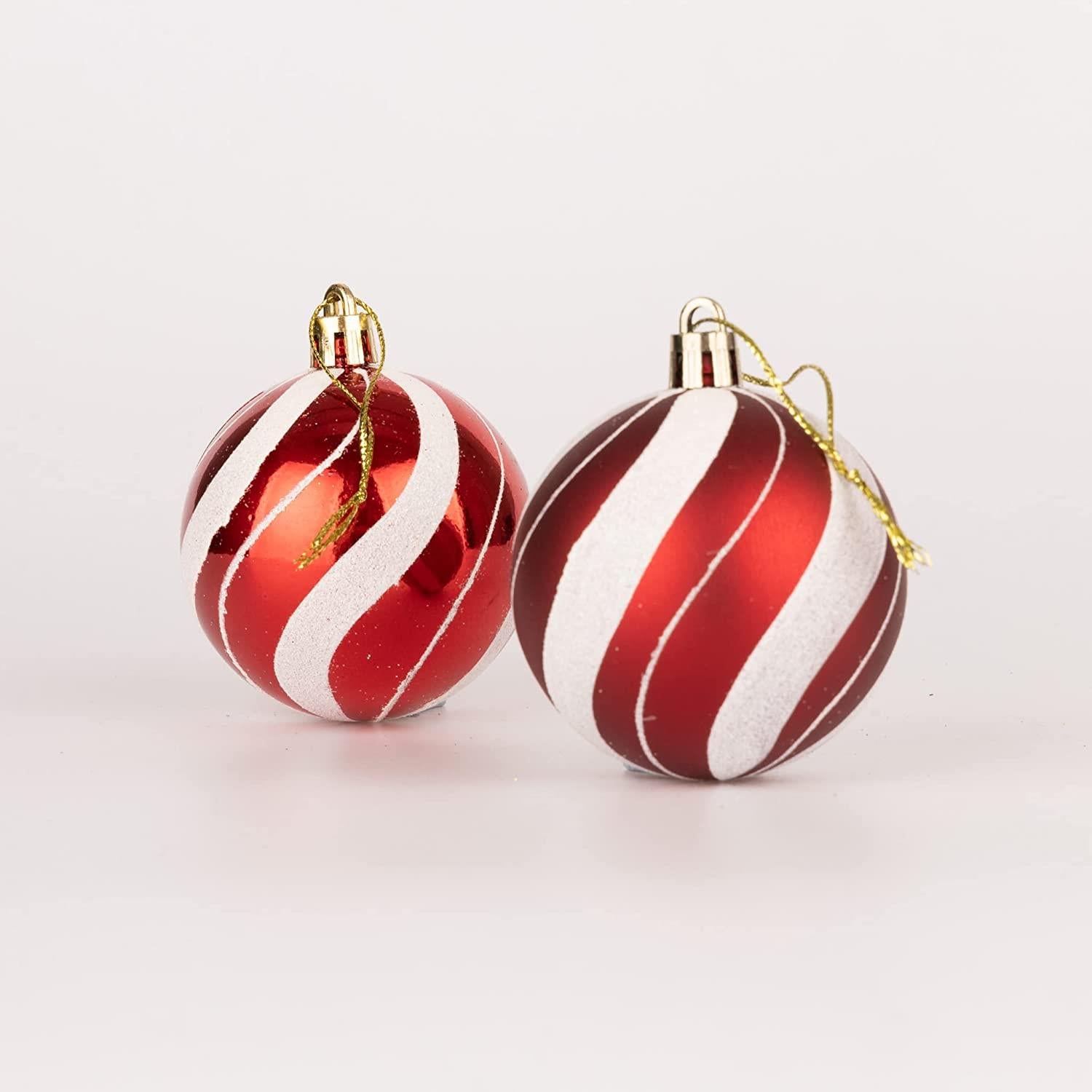 Baubles Candy Stripe 10Cm 3Pcs Set Pvc